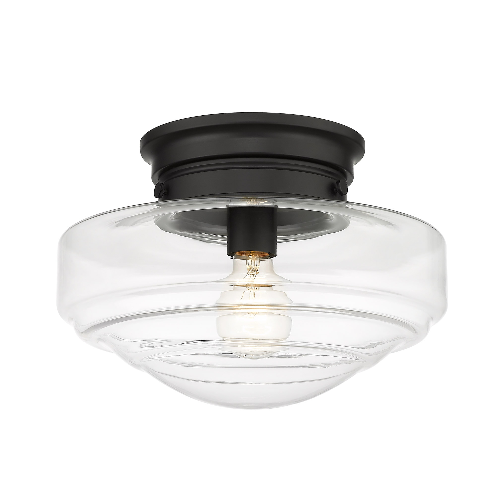 Golden Lighting 0508-SF BLK-CLR Ingalls 1 -Light 12.00-in Matte Black Semi Flush Mount Light
