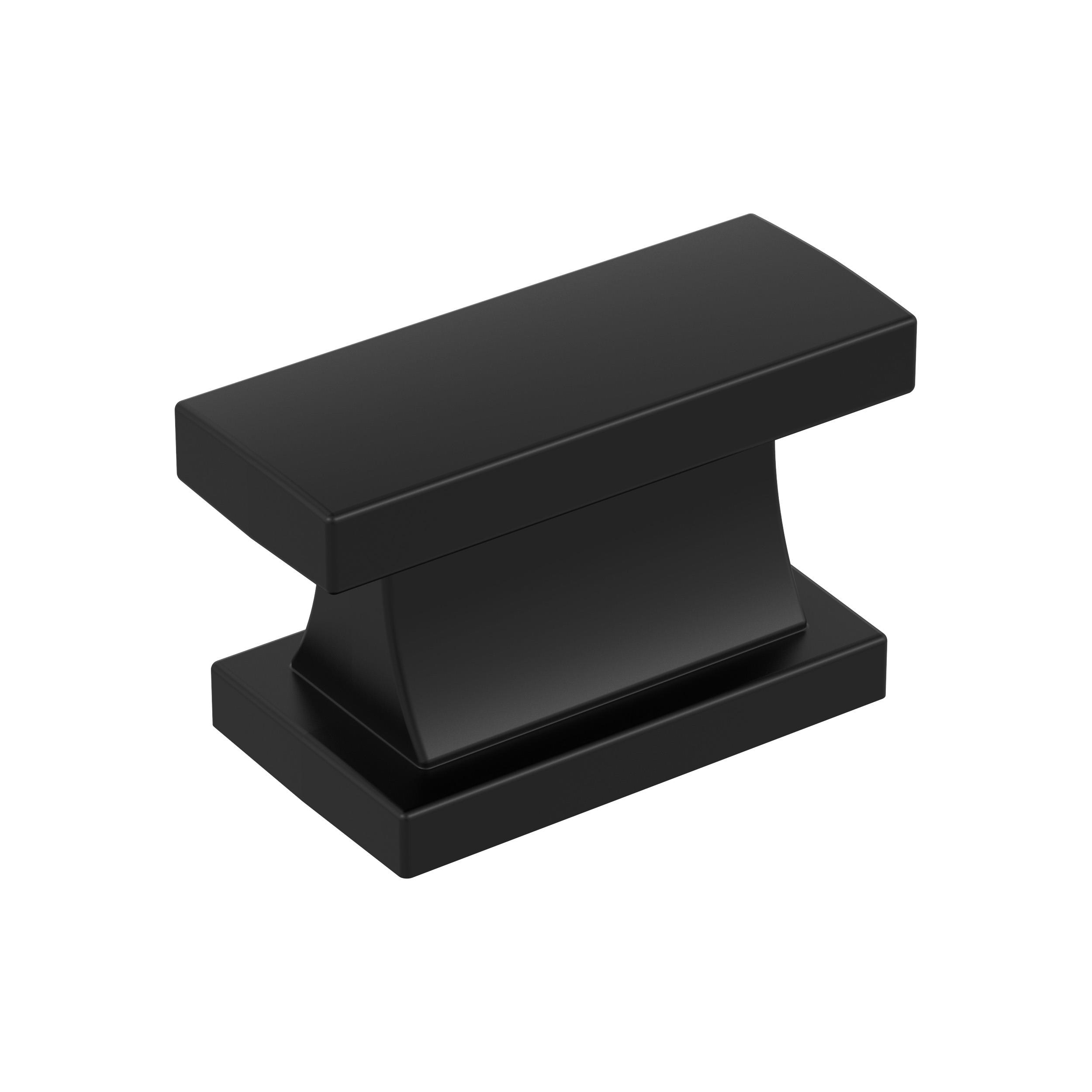 Amerock 25VMP37023MB Socle 1-7/16-in Matte Black Rectangular Transitional Cabinet Knob 25 -Pack