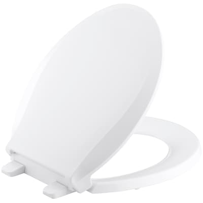 Kohler Quiet Close Grip Tight Cachet White Round Slow Toilet Seat In The Seats Department At Com - How To Put A Kohler Toilet Seat On