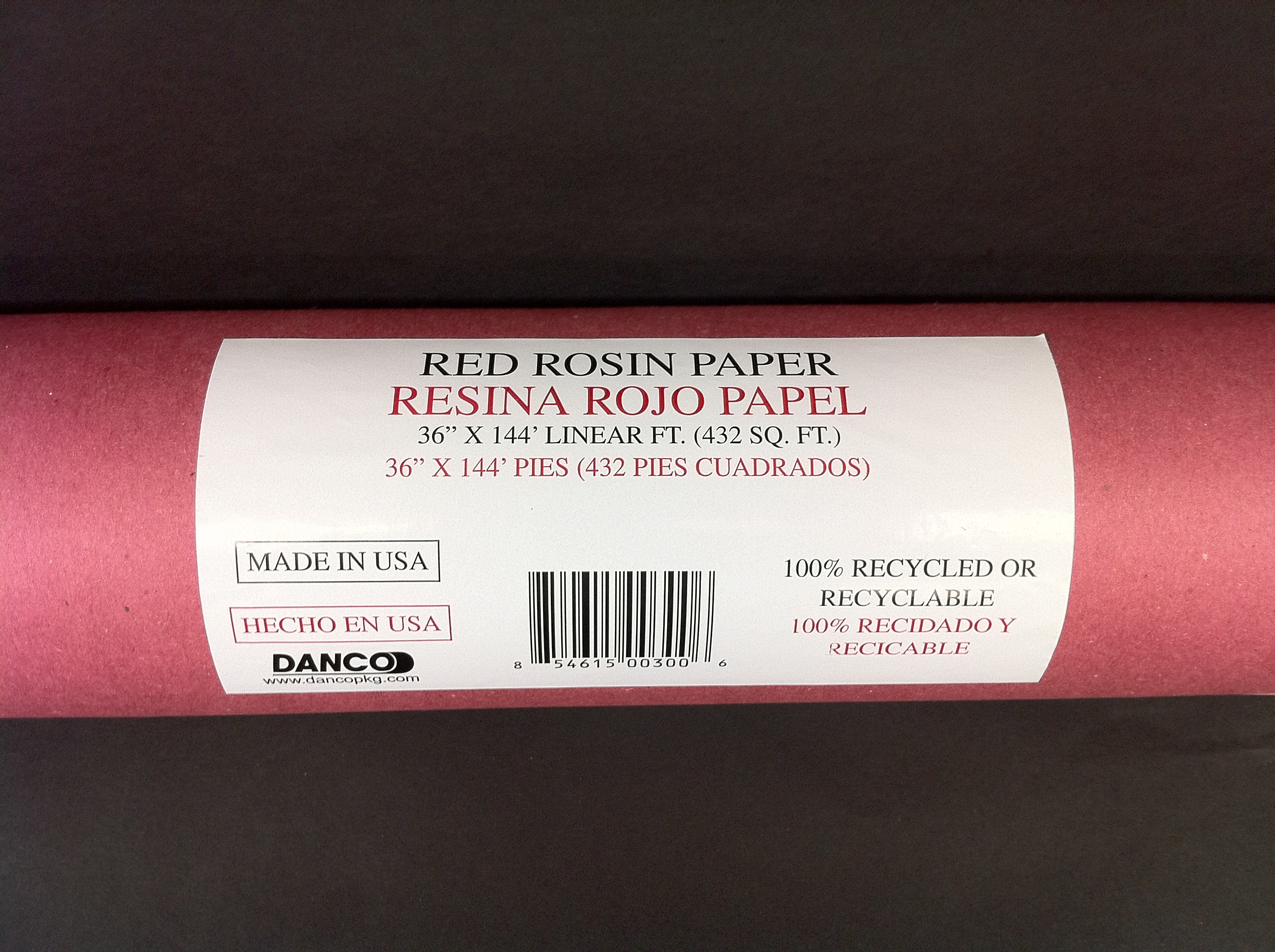 36 X 144' White Rosin Paper Bleed-Resistant