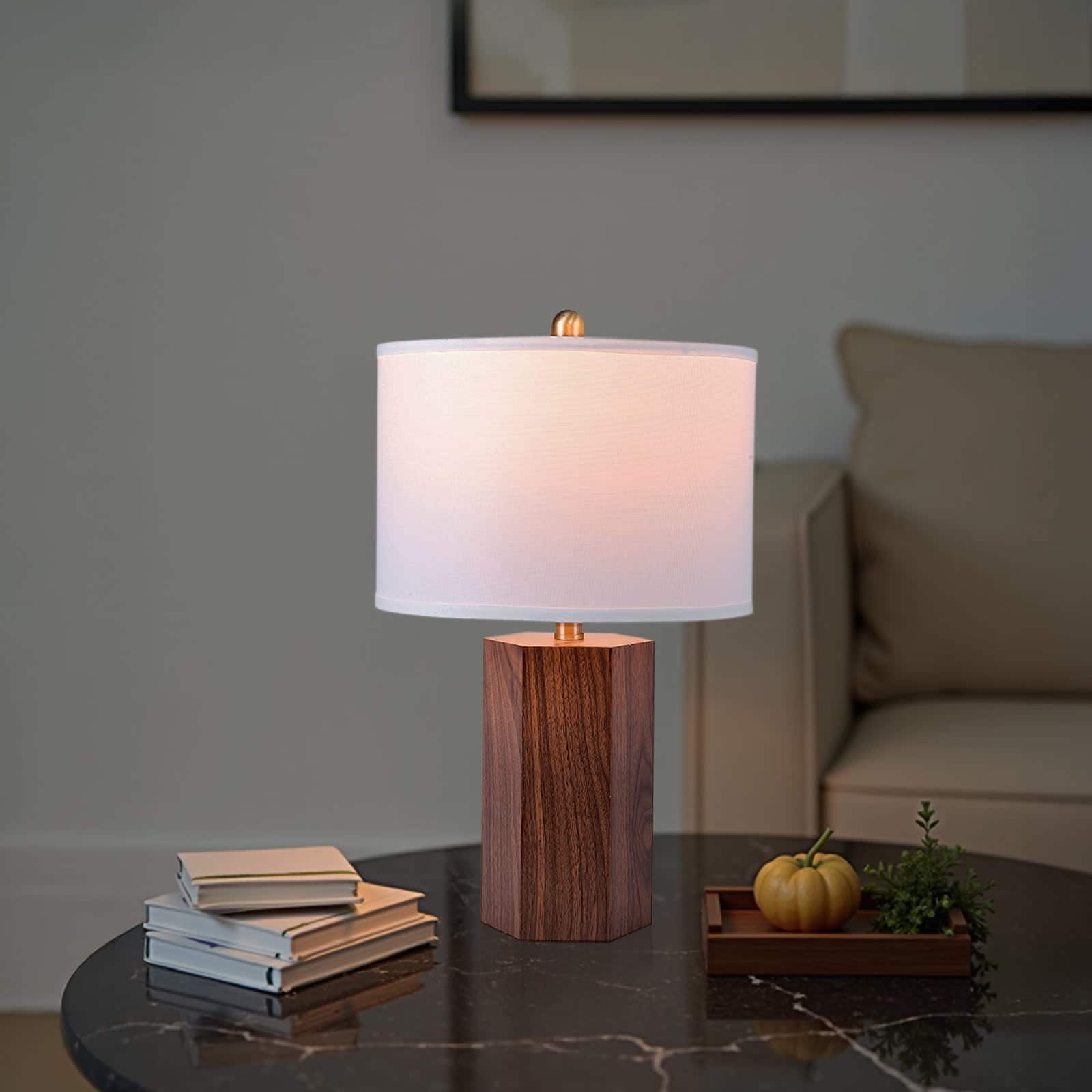 BIGHOUSE 3002010387 22'' Small Wood Table Lamp with Linen Shade