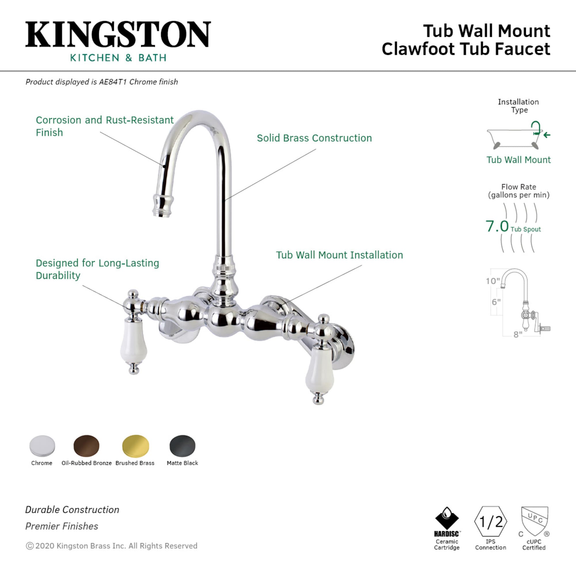 Kingston Brass WLAE83T0 Roman-Tub-Faucets - View #3