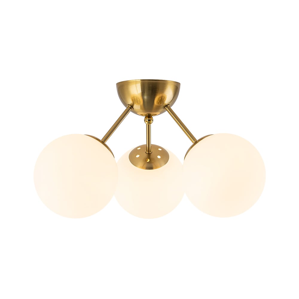 Zicbol 17.72-in Copper Indoor 3 -Light LED Semi-flush Mount Light #J81010000089348