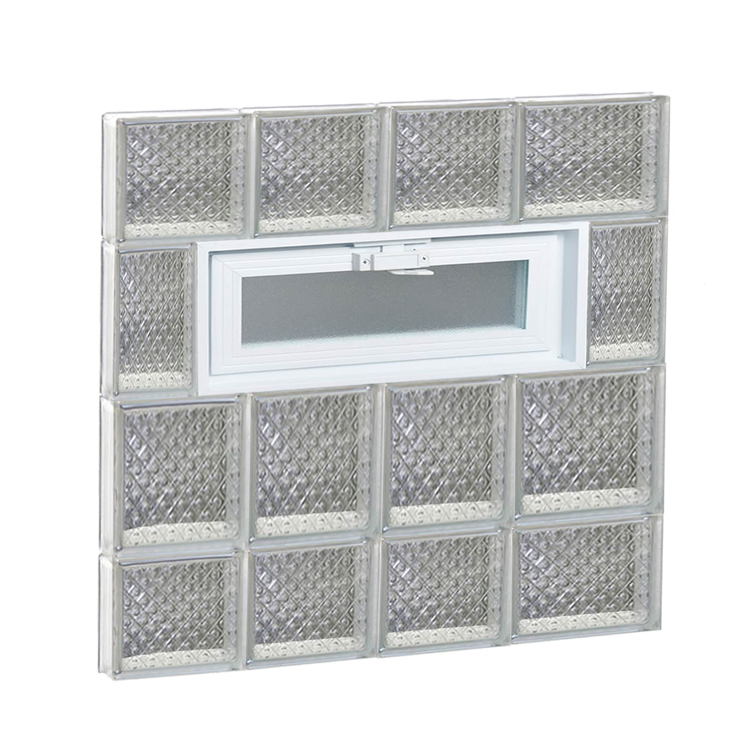REDI2SET V2628DP Diamond Glass 25-in x 27-in Frameless Replacement Vented Glass Block Window