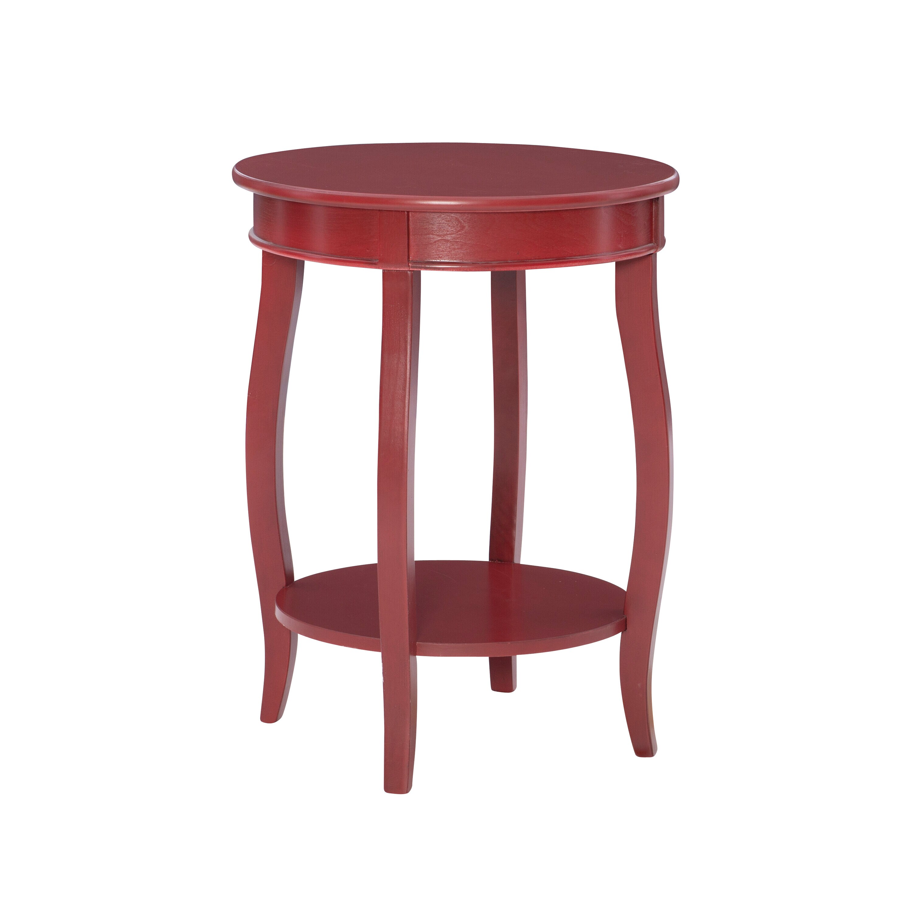 Powell PWLS267 18.5-in W x 24-in H Red Wood Round Modern End Table Assembly Required