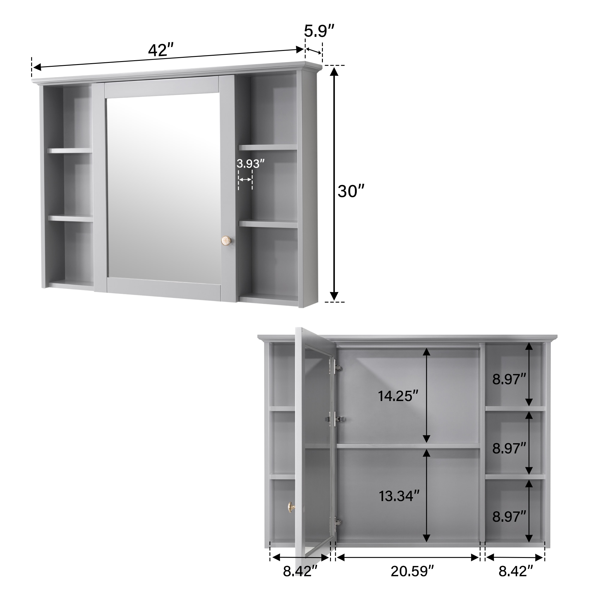 Forclover ALF-ME42GR Bathroom-Medicine-Cabinets - View #4
