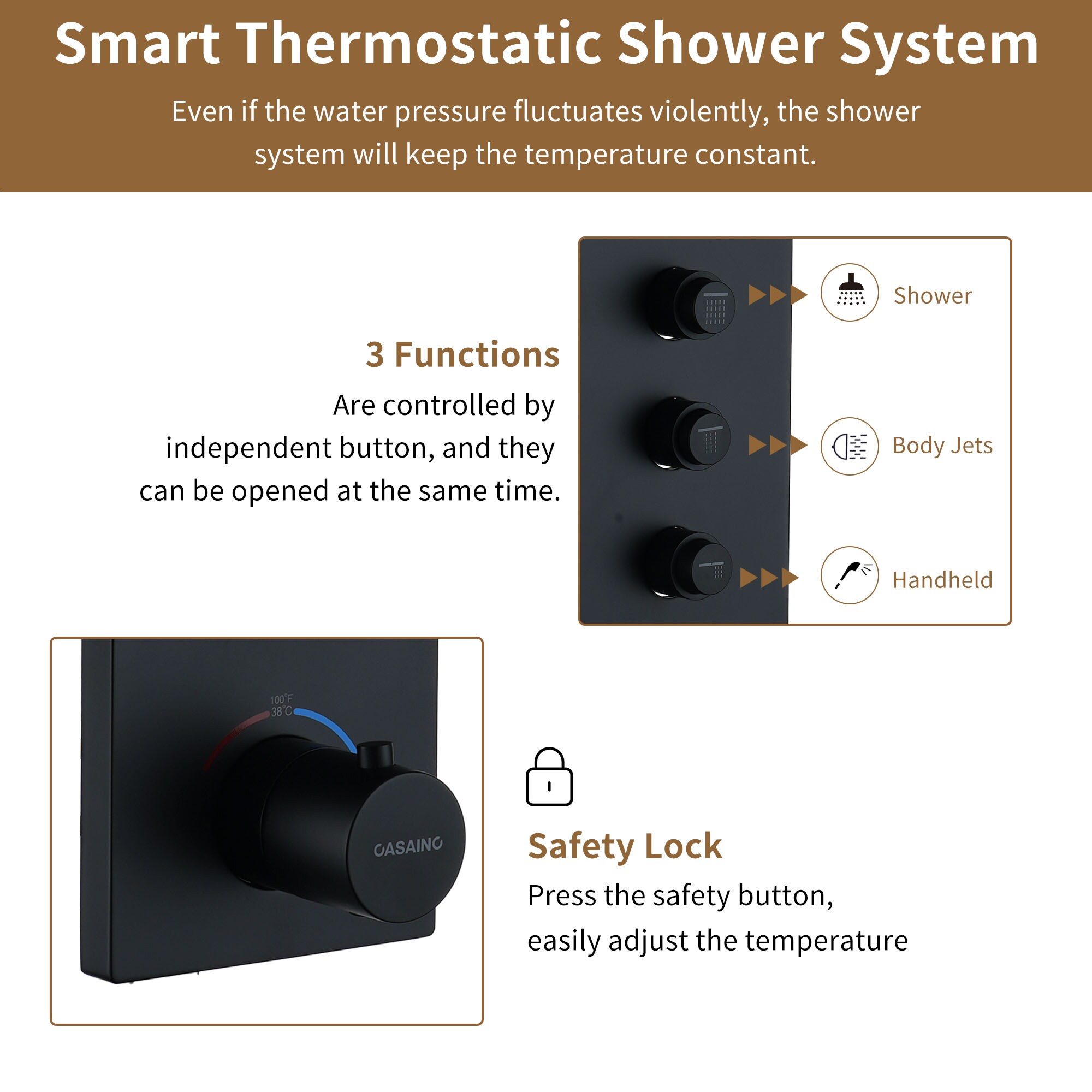Clihome RCH-BAST8521B Showerhead-Bar-Panels - View #6