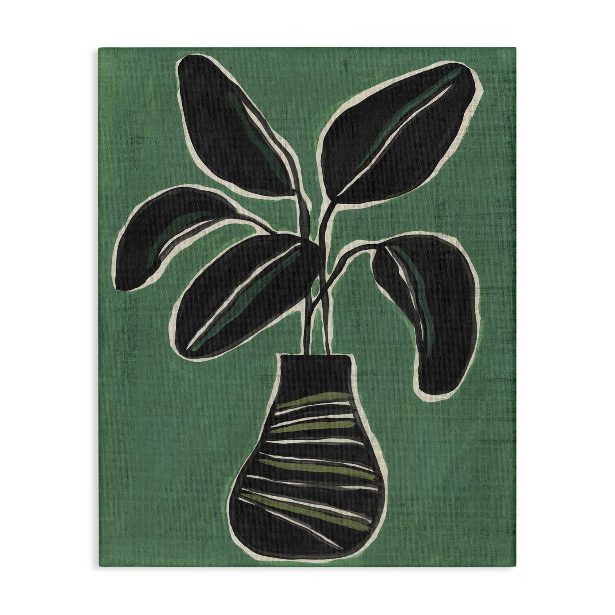 Stupell Industries BS-361-CN-24X30 House Plant on Green Canvas Wall Art By June Erica Vess 24 x 30