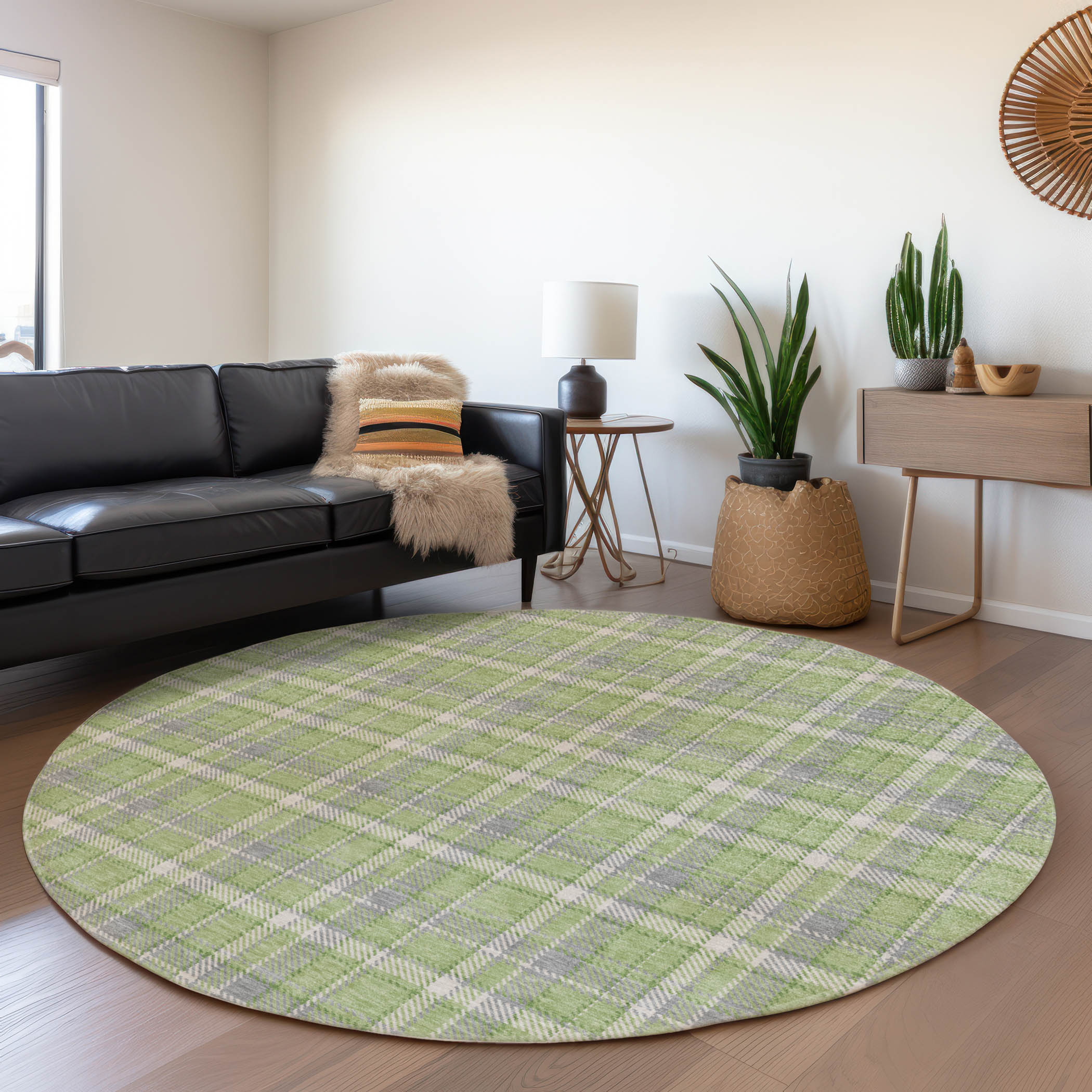 Addison Rugs ACN563GE8RO Chantille ACN563GE 8 x 8 (ft) Polyester Green Round Indoor/Outdoor Ombre Machine washable Area rug