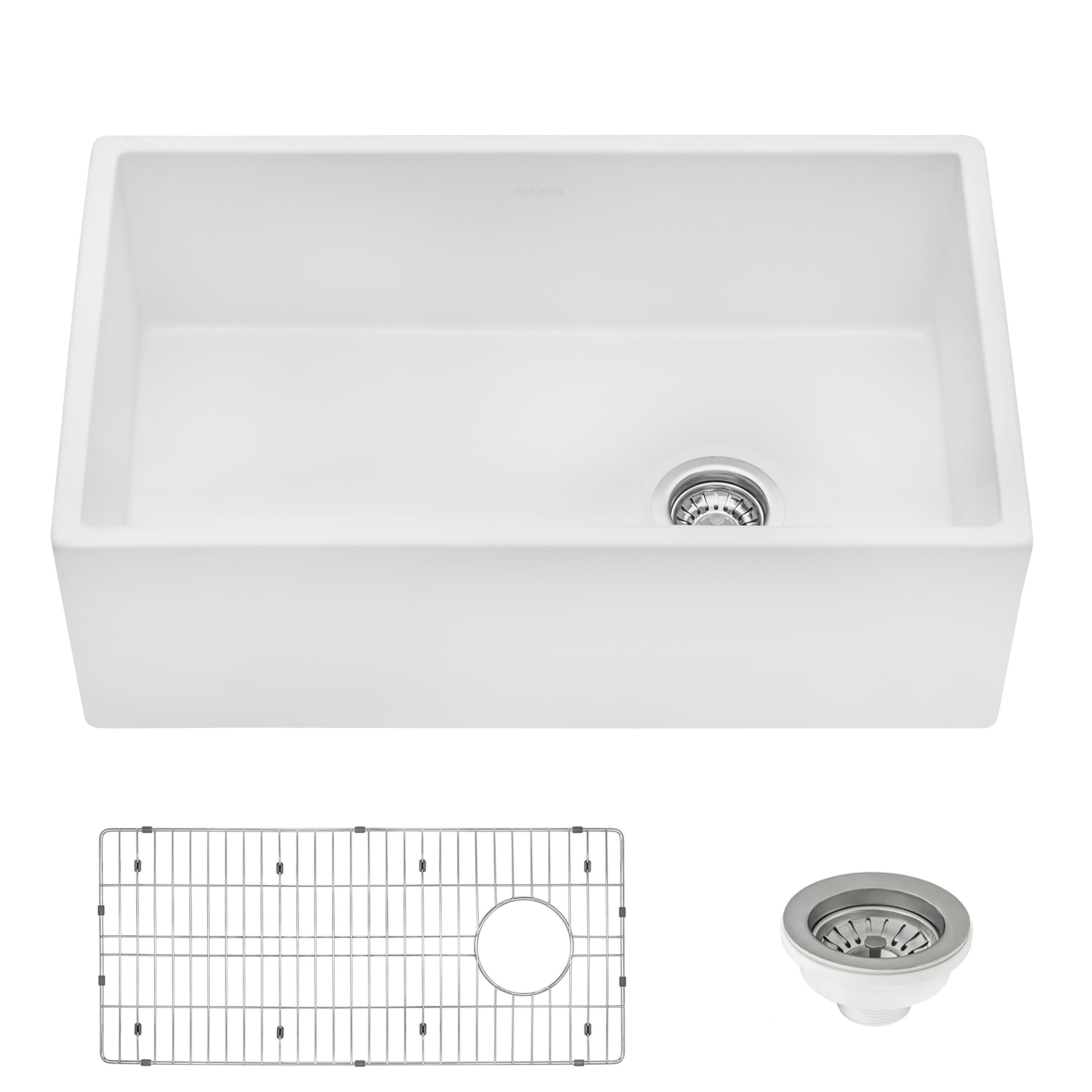 Ruvati 30-Inch White Fireclay Farmhouse Kitchen Sink