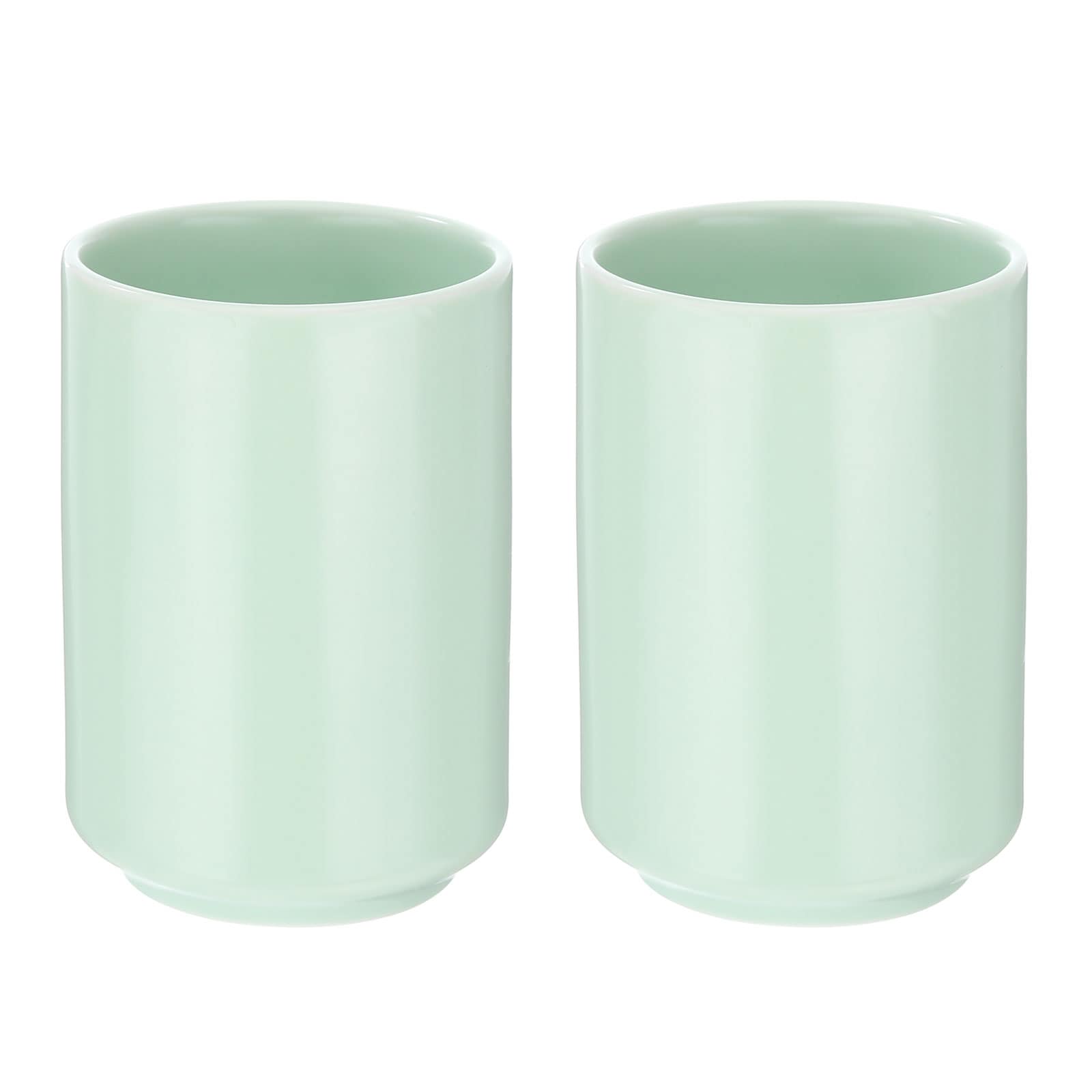 Harfington 2pcs Japanese Ceramic Tea Cups 8oz / 240ml Simple Solid Color No Handle Ceramic Tea Mugs Matte Glazed Cylindrical Cup for Matcha Tea Wine Green Tea Coffee Drinks Green #S25120404UX5358