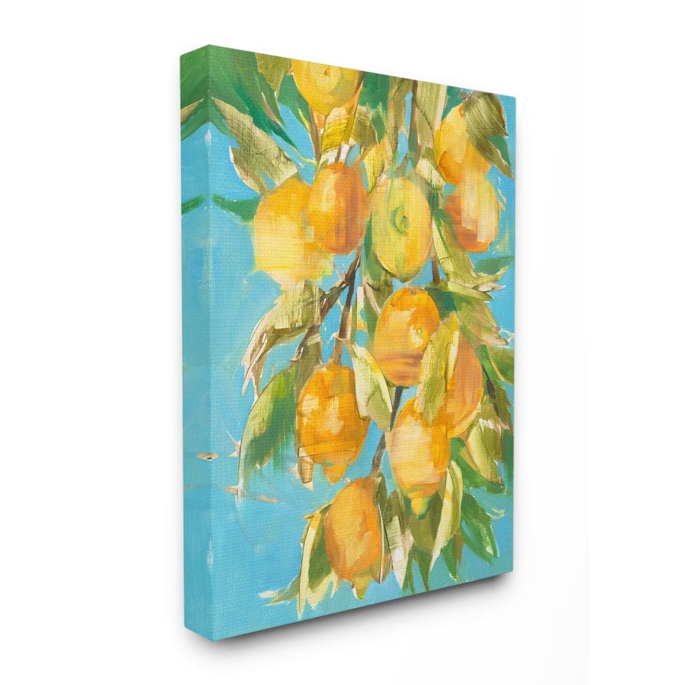 Stupell Industries AB-393-CN-36X48 Ripe Lemon Tree Distortion Yellow Blue Green Third and Wall 48-in H x 36-in W Floral Print on Canvas