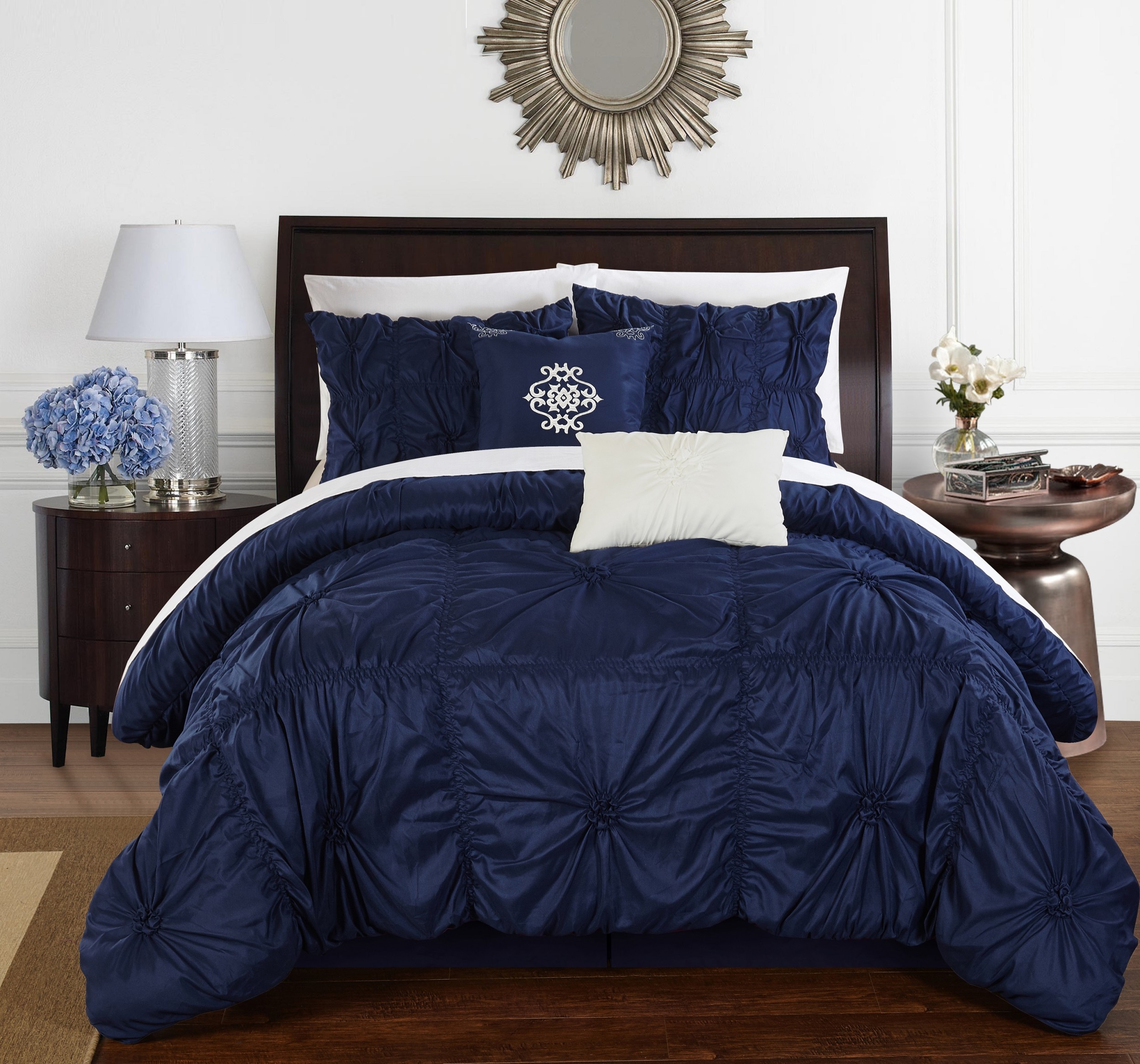 Chic Home Design Halpert 10-Piece Navy King Comforter Set at