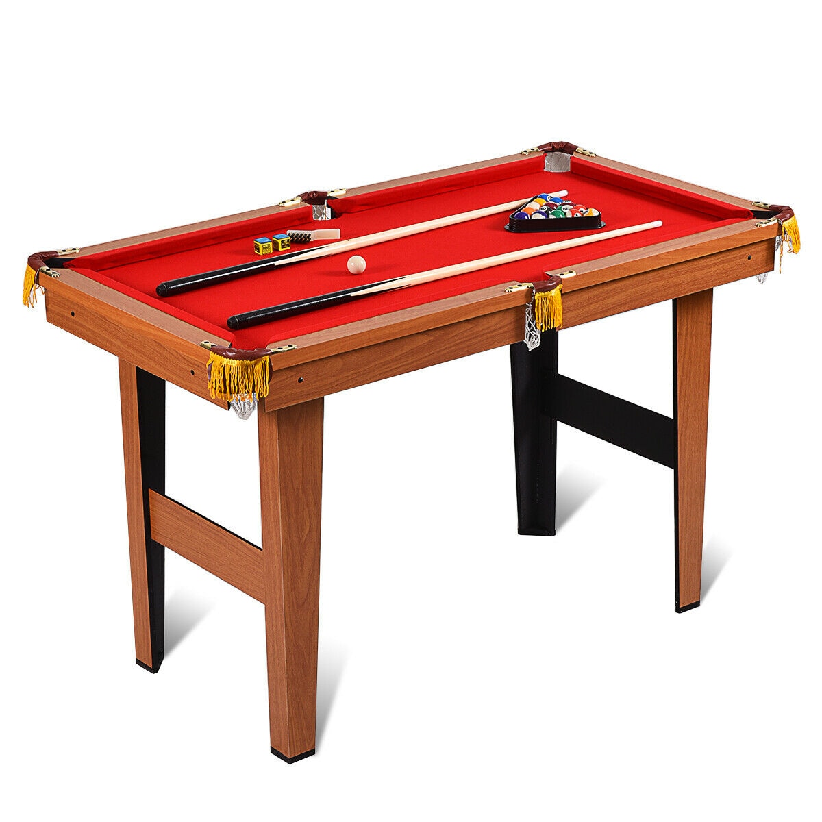 Slickblue D-CO-14353PS Indoor Mini 48-Inch Pool Table for Game Rooms Basements and Garages – Red Velvet Playing Surface with Cues and Balls