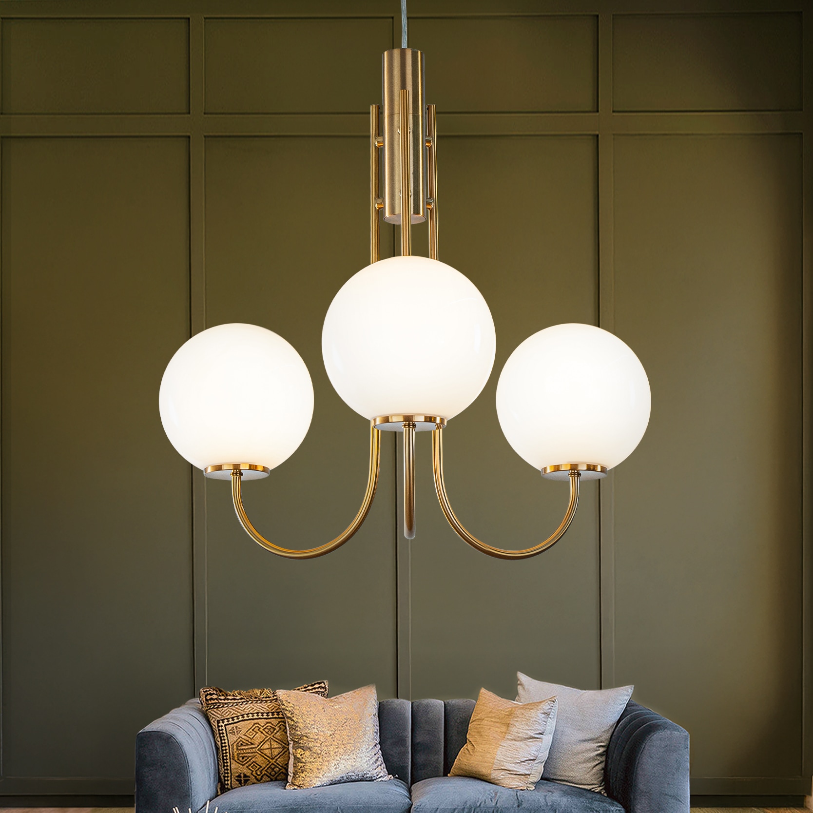 AloaDecor Lighting L7236D62NB09A 3 -Light Antique Brass Modern/contemporary For Use in Bedrooms, Dining Rooms, Foyers, Kitchens, Living Rooms Chandelier