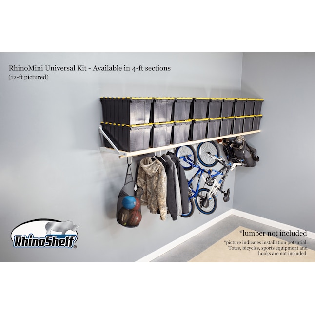 Rhino Shelf White/powder-coated Metal Shelf Kit 192-in L x 20-in D (1  Decorative Shelf) in the Wall Mounted Shelving department at