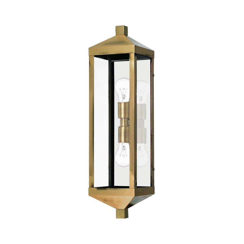 Livex Lighting 20583-01 Nyack 2 -Light 24-in H Antique Brass Hardwired Outdoor Wall Light