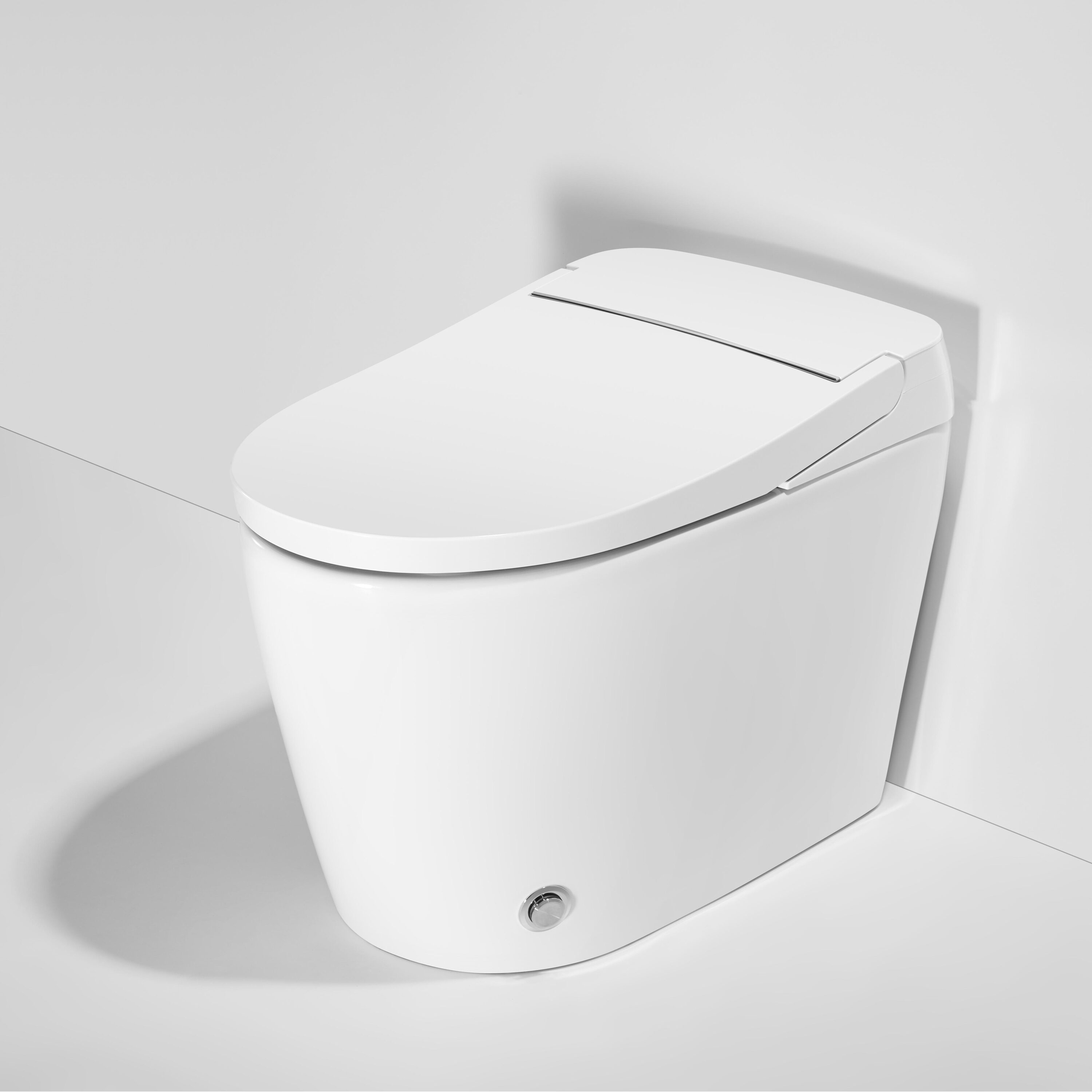 Forclover TOE-314234 White D-shape Standard height 12-in Rough-In 1.28 GPF Dual Flush with Sensor Smart Compatible Slow Close Feature 1-piece