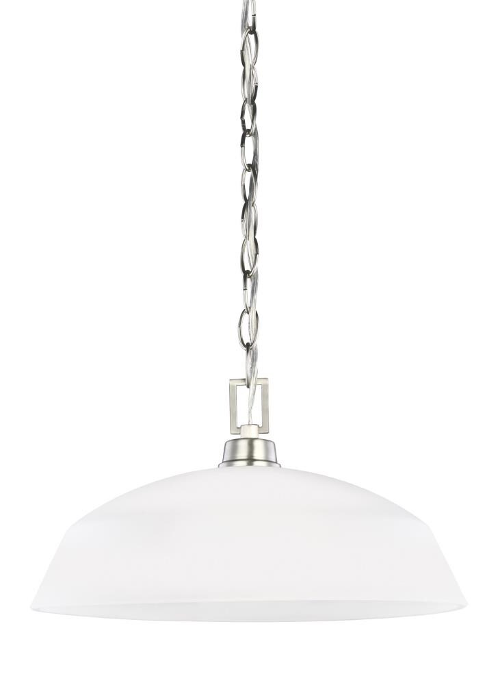 Generation Lighting 6515201EN3-962 Kerrville Brushed Nickel Transitional Etched glass Cone Medium Outdoor Hanging Pendant light