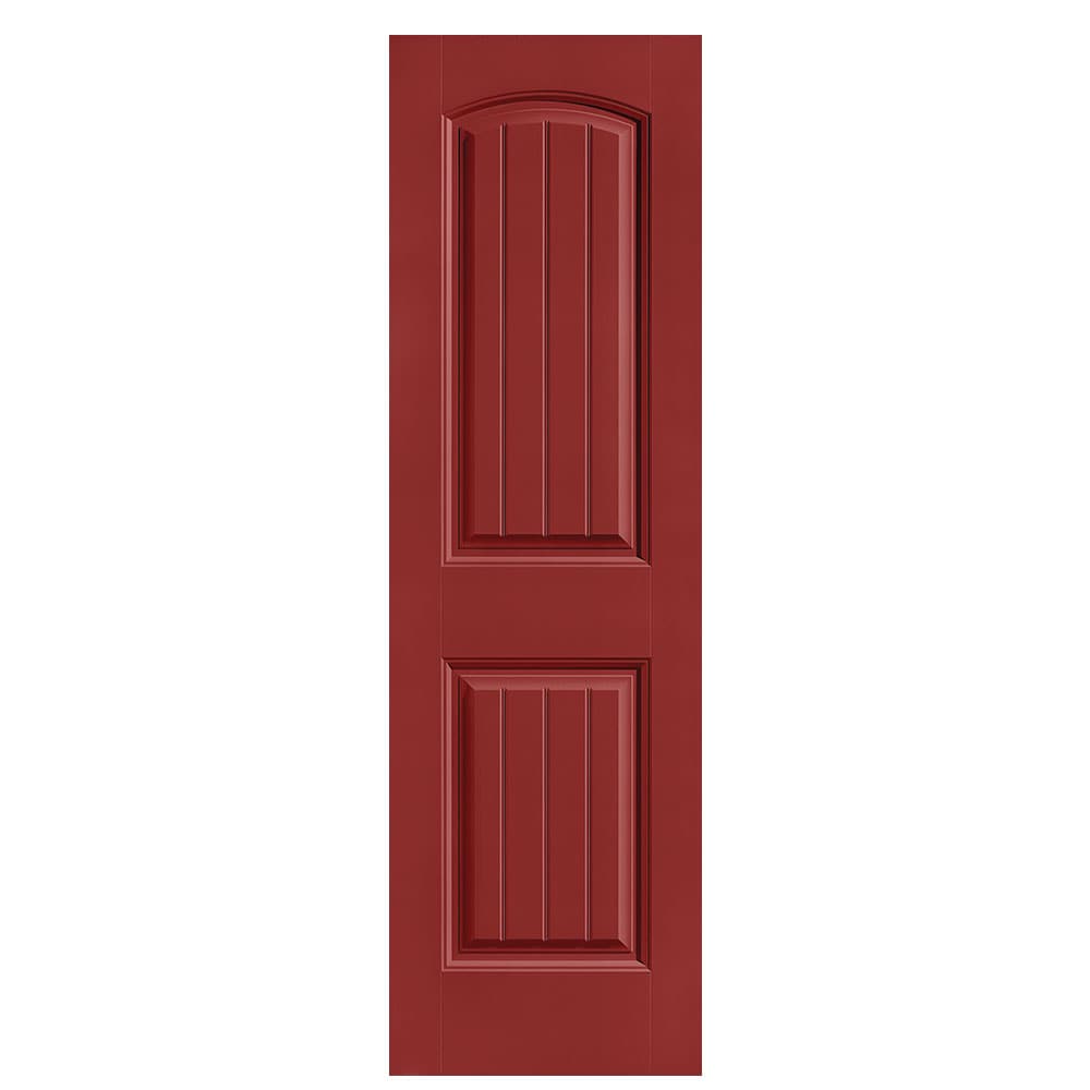 Masonite 1443701 Cheyenne 24-in x 80-in Barn Red 2-panel round top plank Smooth Solid core Prefinished Molded composite Slab Door