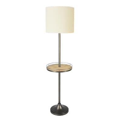 Portfolio 61 In Pewter Shelf Floor Lamp, Lamp And Table Combination