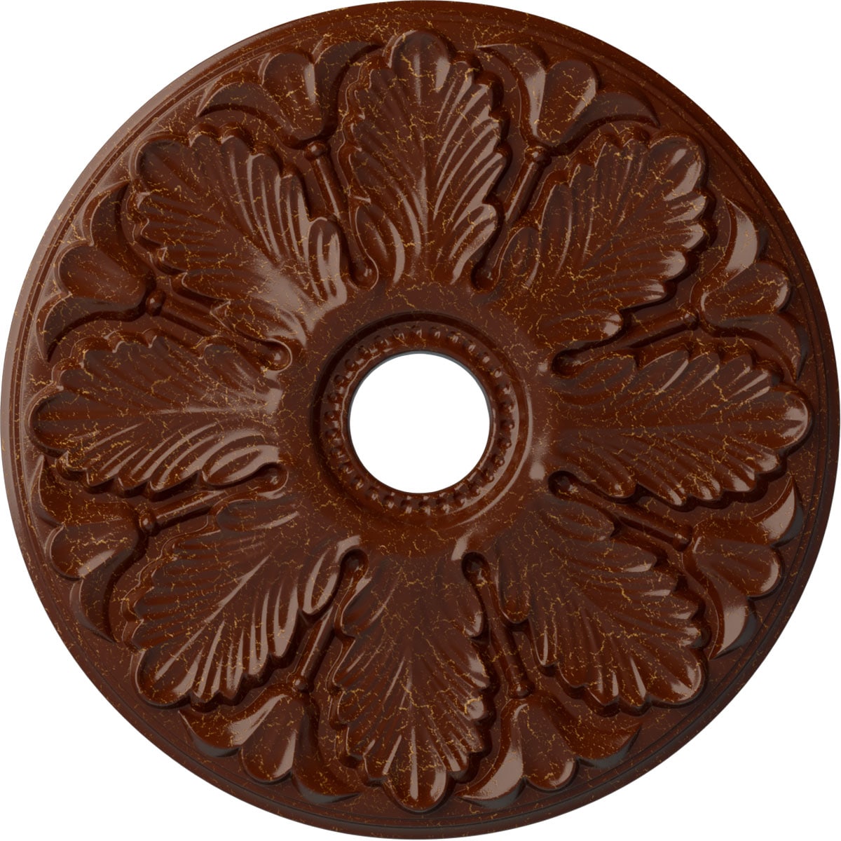 Ekena Millwork CM24MIBMC Milan 24.5-in W x 24.5-in L Painted Burnished Mahogany Crackle Polyurethane Whole Ceiling Medallion