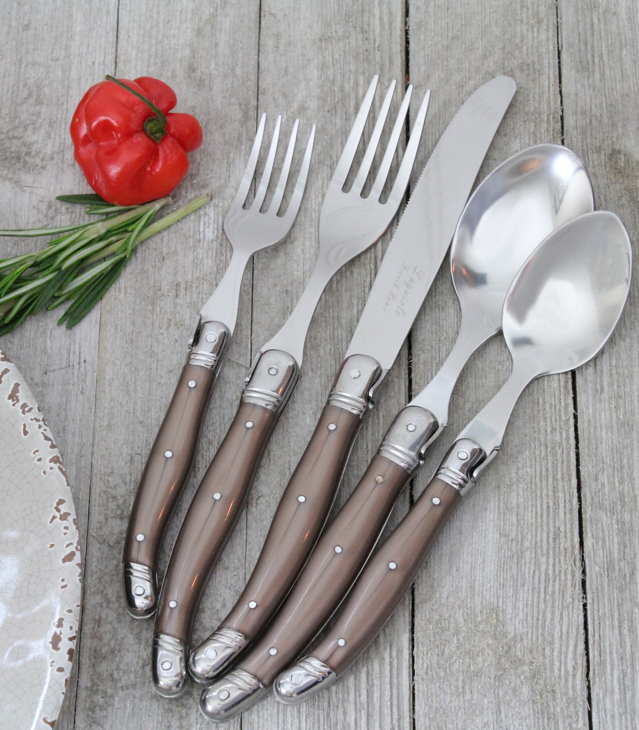 Laguiole Connoisseur Stainless Steel 8-Piece Flatware Set French Home