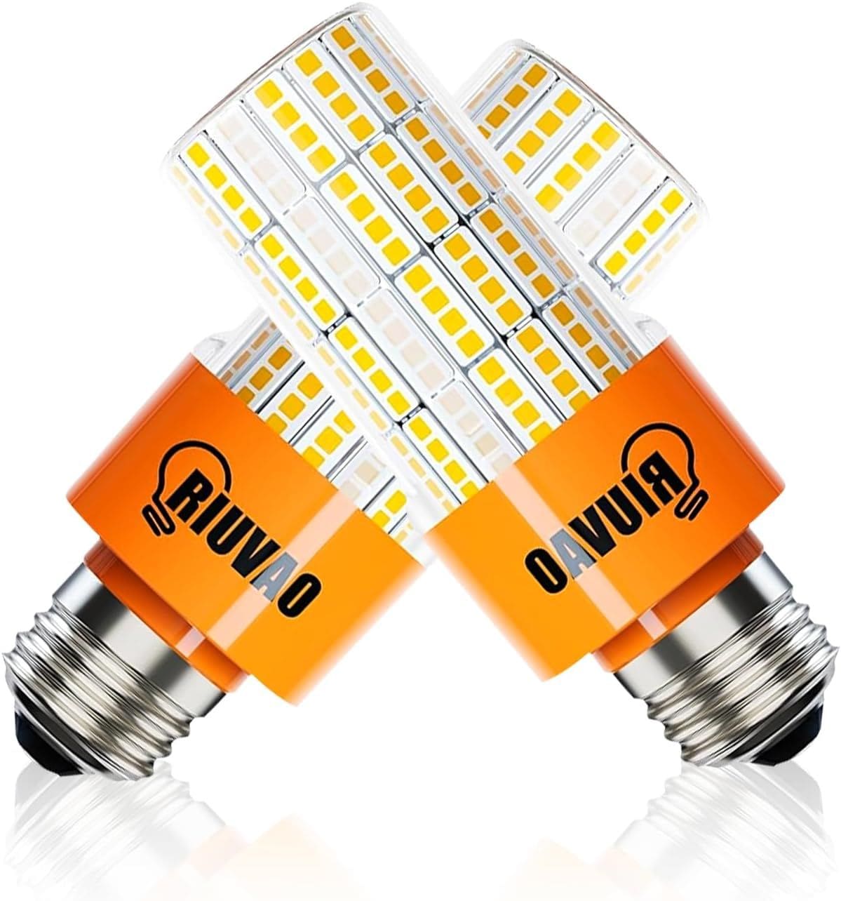JUSJUBR 2-Pack 40W LED Corn Light Bulb 320W Equivalent 5000LM 5000K Daylight Waterproof 90 Percent Energy Saving E26 Base Corn Cob Light for Home Garage
