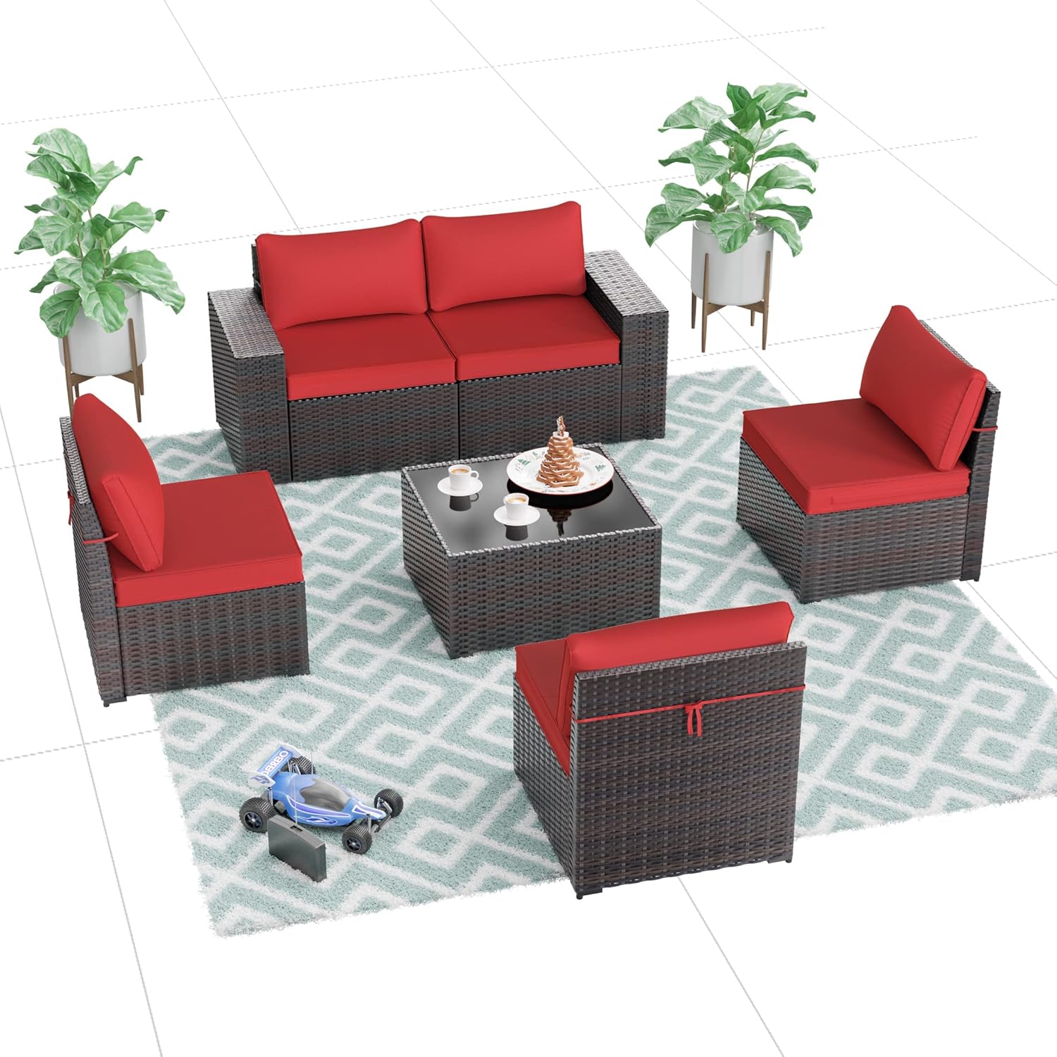 ALAULM LS-6PCS-RED Patio-Conversation-Sets - View #7