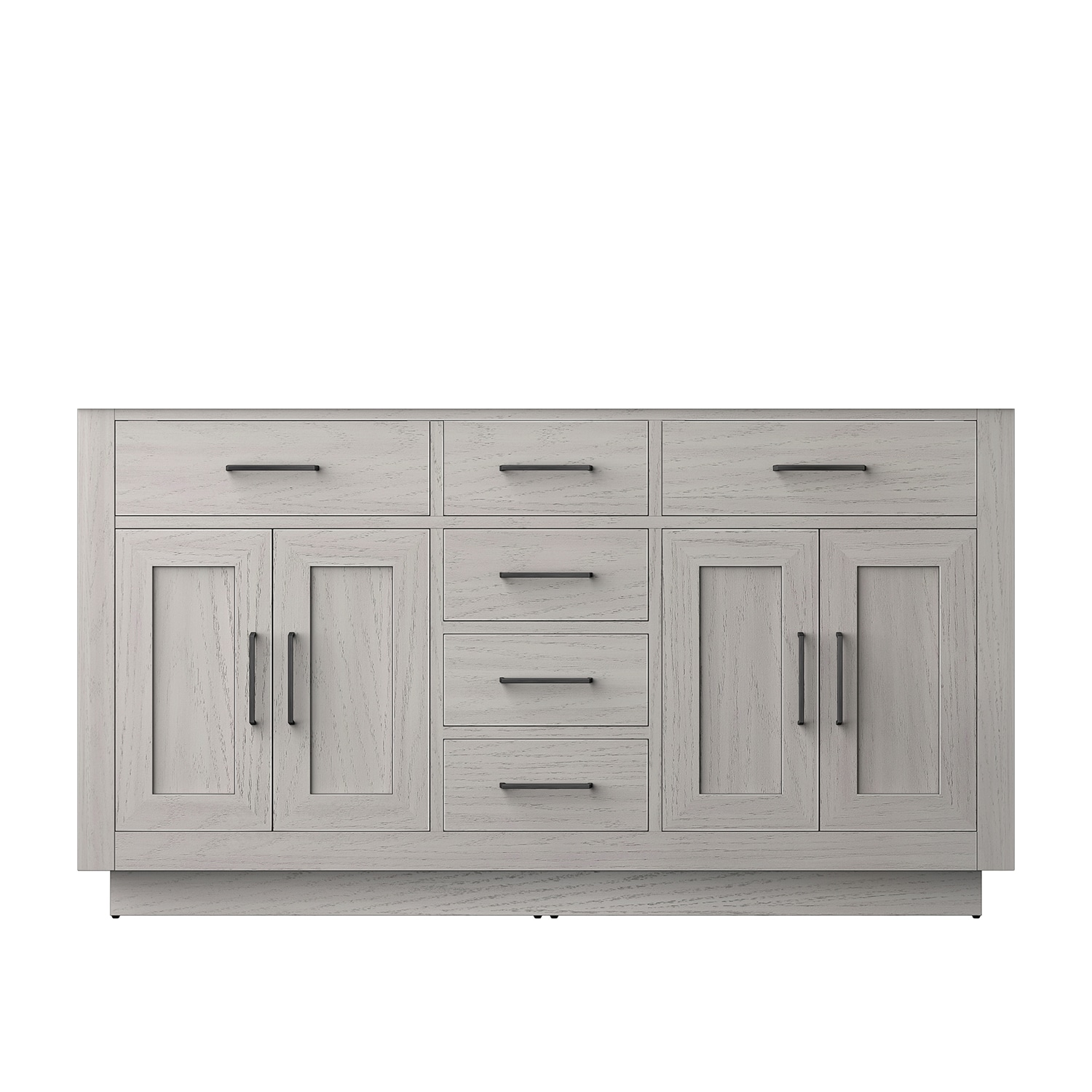 Lexora LVGI60DM000 Gilroy 60-in White Oak Bathroom Vanity Base Cabinet without Top