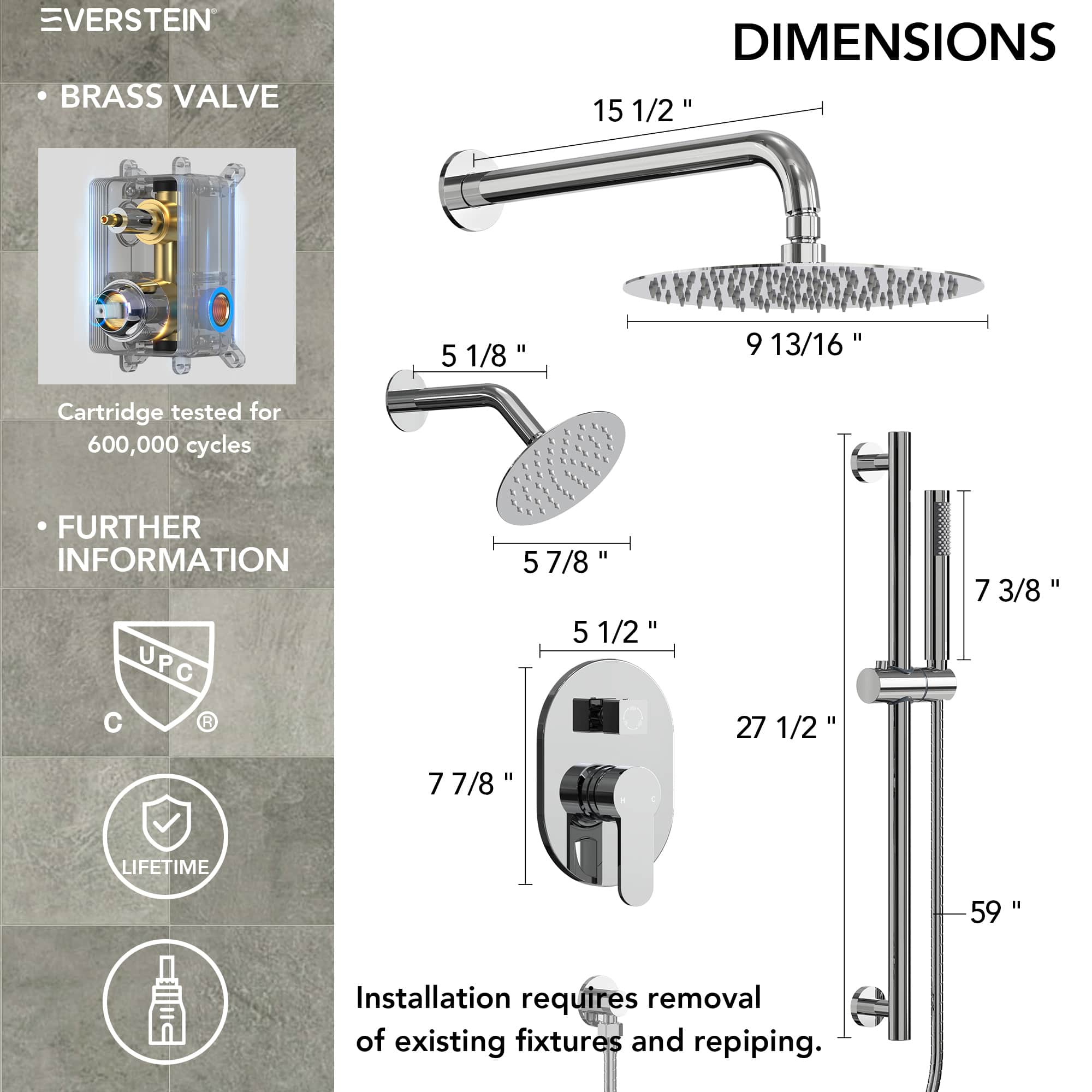 EVERSTEIN SFS-1058-CH10 Tub-Shower-Faucets - View #11