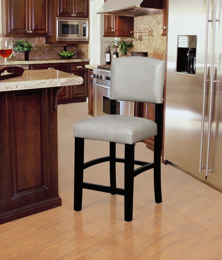 Linon Monaco Black 24-in H Counter height Upholstered Wood Bar Stool ...