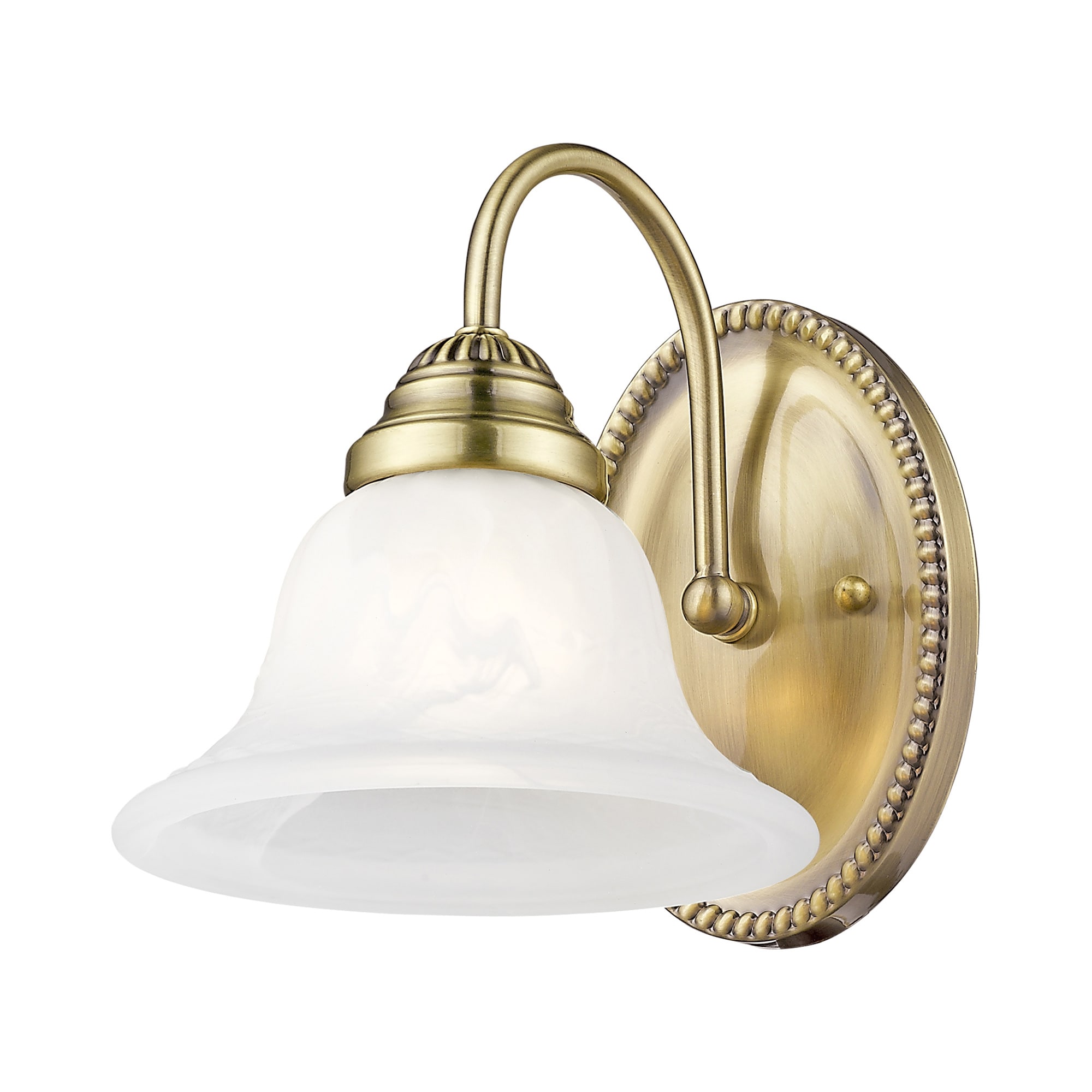 Edgemont Antique Brass 1-Light Vanity with White Alabaster Glass