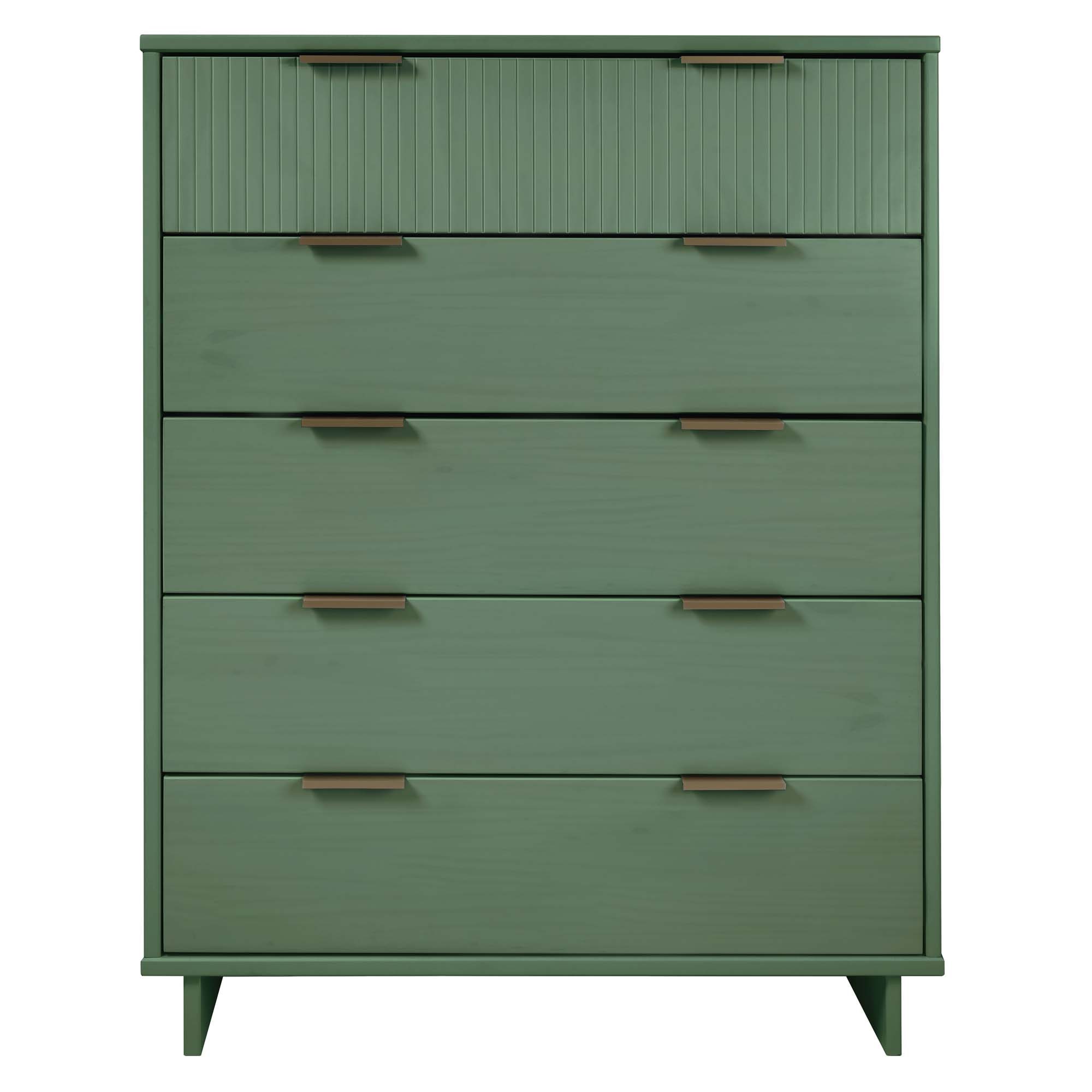 Granville Sage Green Modern 5-Drawer Chest with Metal Handles