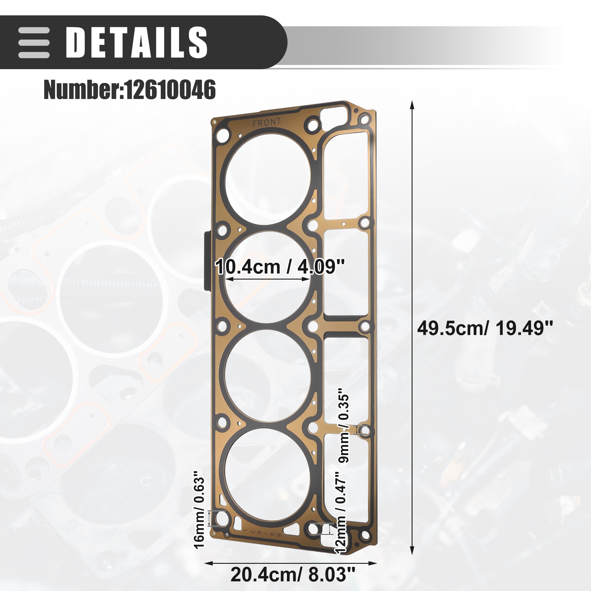 Unique Bargains Cylinder Head Gasket Suitable for 6.0L/6.2L Engine 