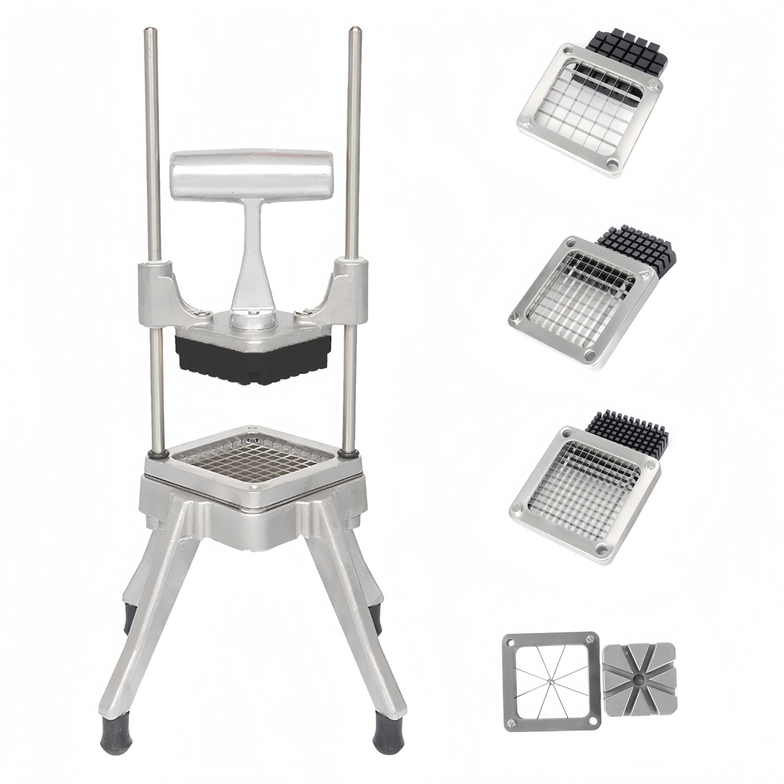 ROVSUN LS-G27000276 Commercial Vegetable Chopper French Fry Cutter with 4 Sizes Blades(1/2-in 3/8-in 1/4-in and 8-wedge)