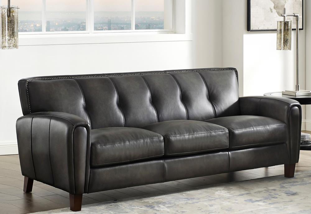 Hydeline Weldon Rustic Ash Gray Genuine Leather Sofa in the Couches ...