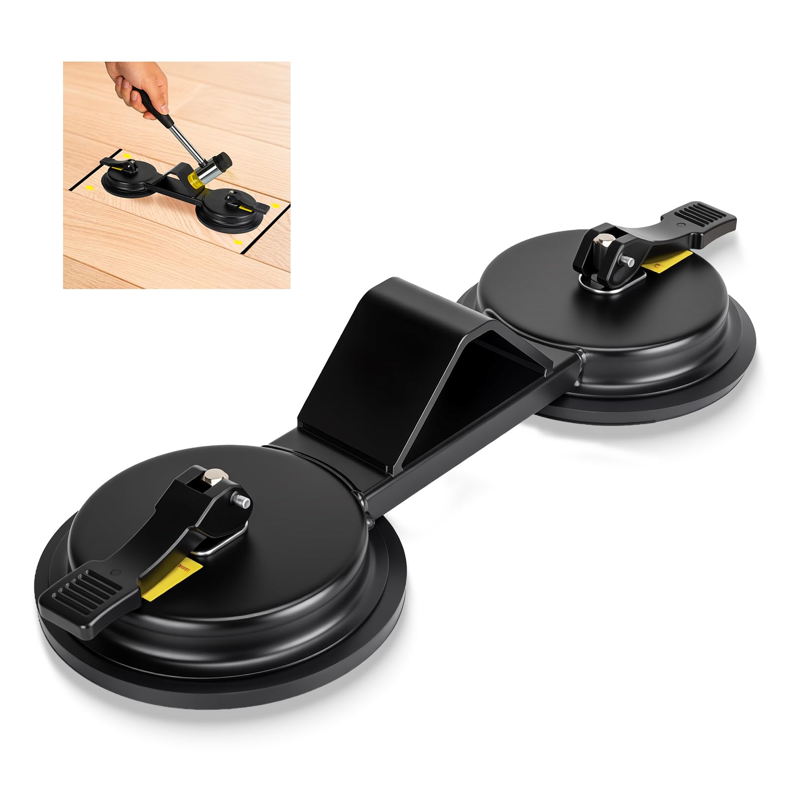 Lukvuzo  Floor Gap Fixer Tool Heavy Duty 45 Degree Striking Surface with Dual Suction Cups for Laminate Vinyl and Hardwood Flooring Repair