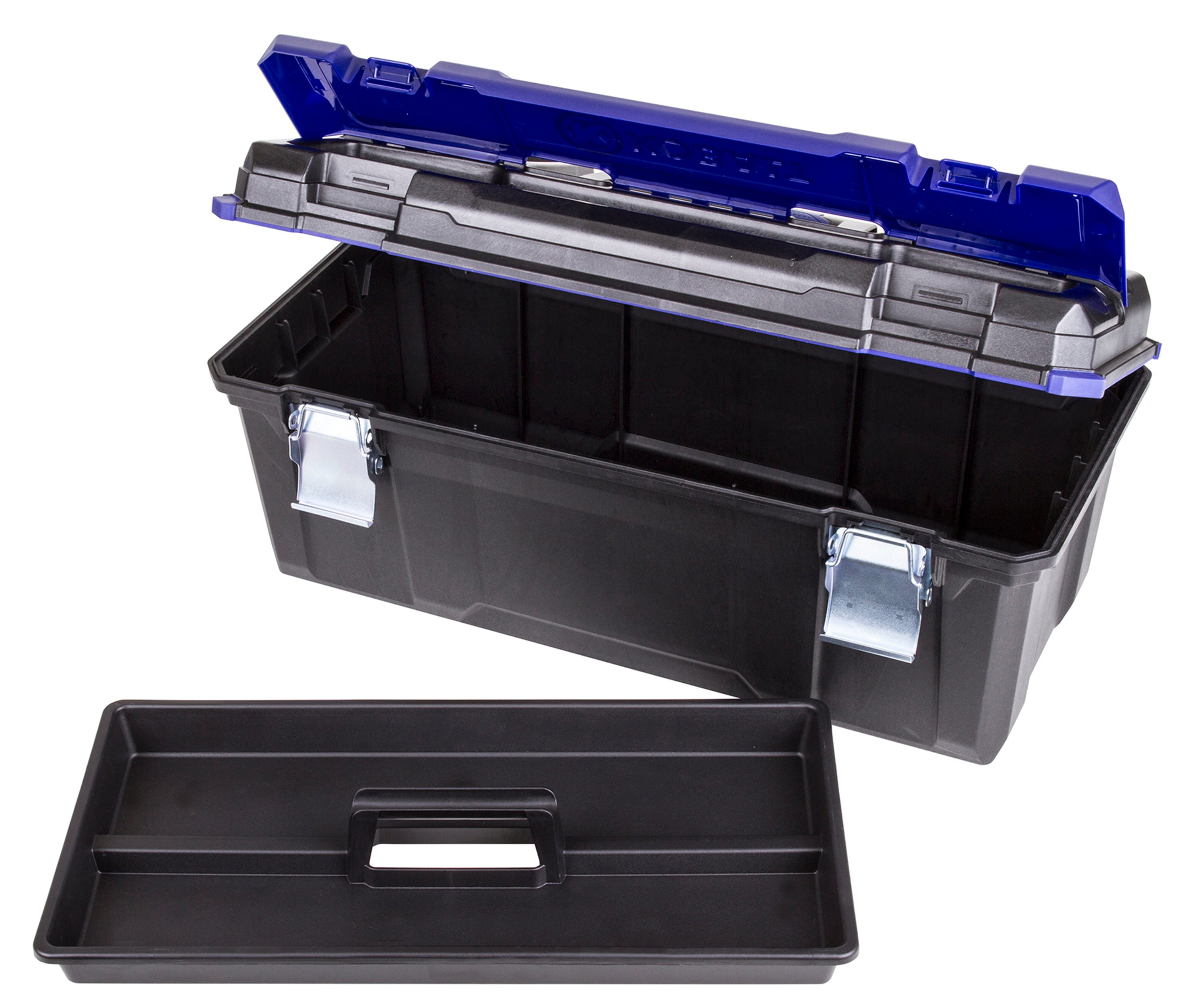 26 in. Plastic Portable Tool Box with Metal Latches in Black - Venue  Marketplace