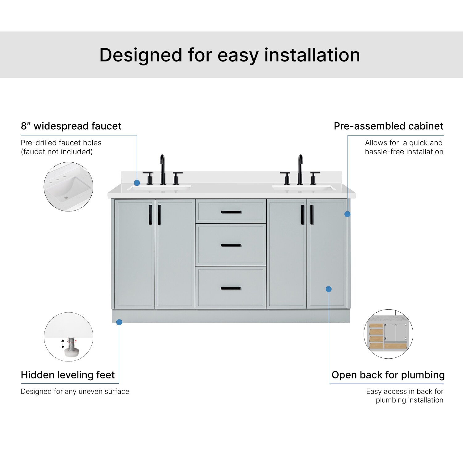 ARIEL K67DWQRVOGRY Bath-Vanity-Combo - View #7