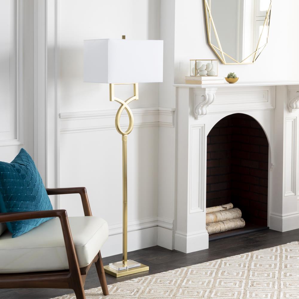 Eicher Minimalist White Metal Floor Lamp with Linen Shade