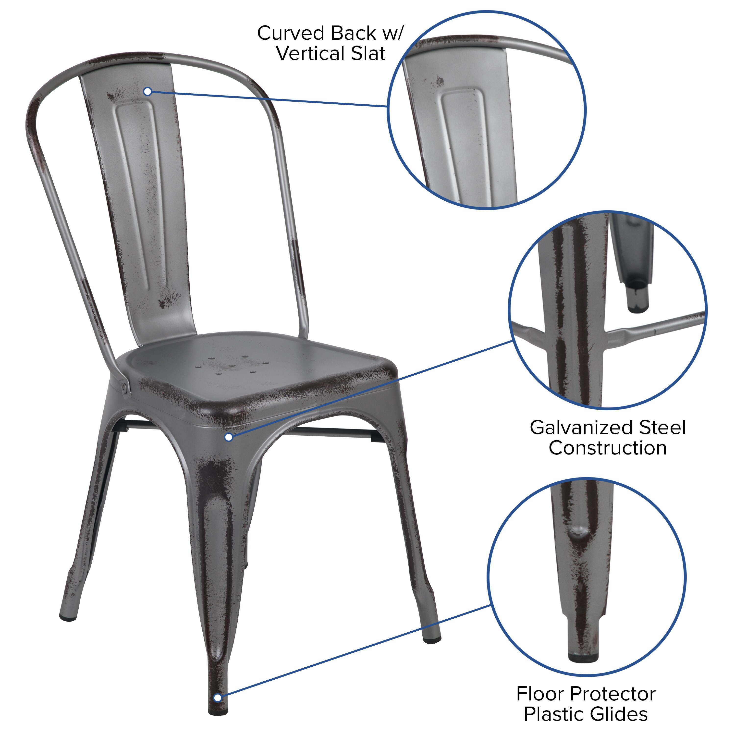 Galvanized metal dining cheap chairs