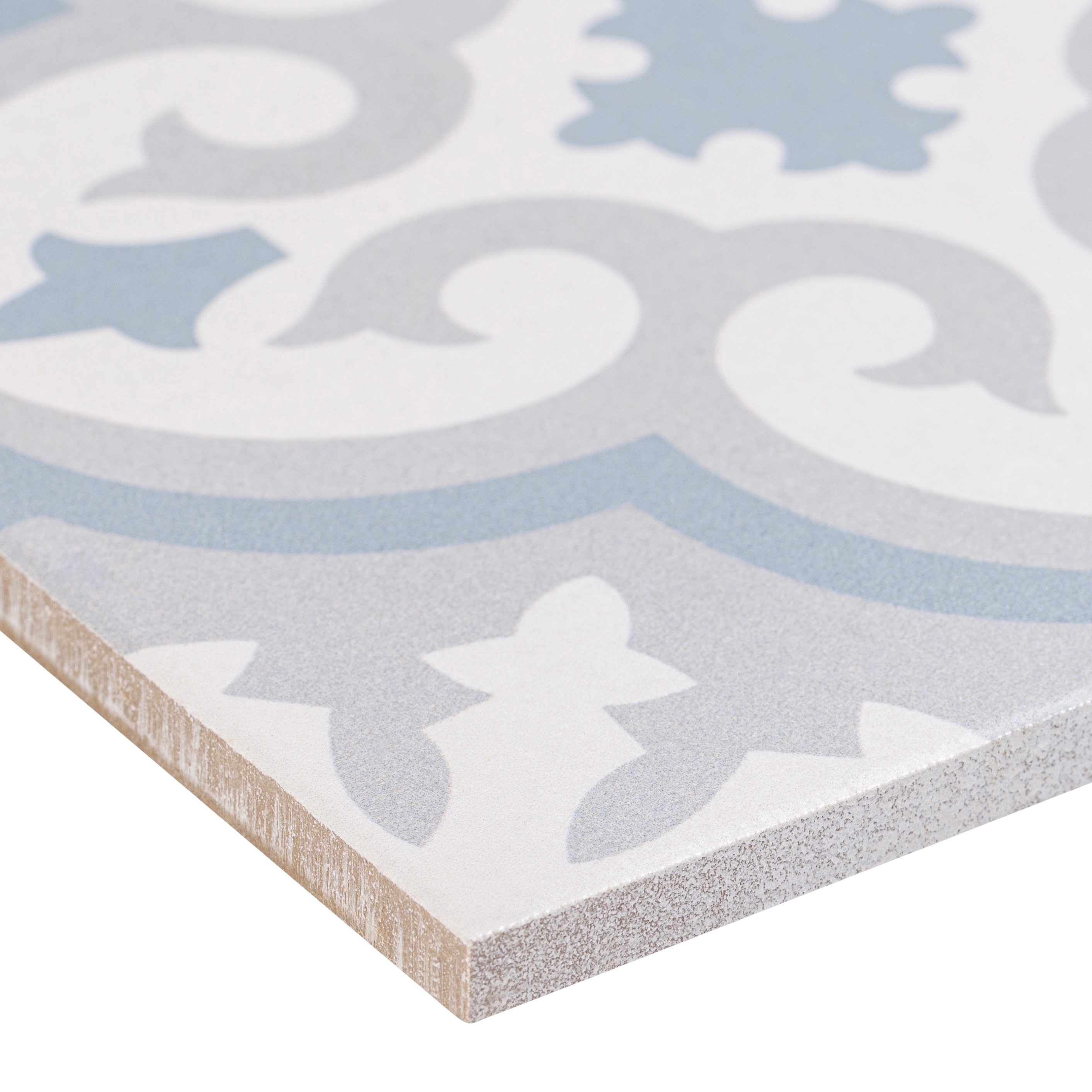 Bliss 8" Gray and Blue Porcelain Moroccan Tile