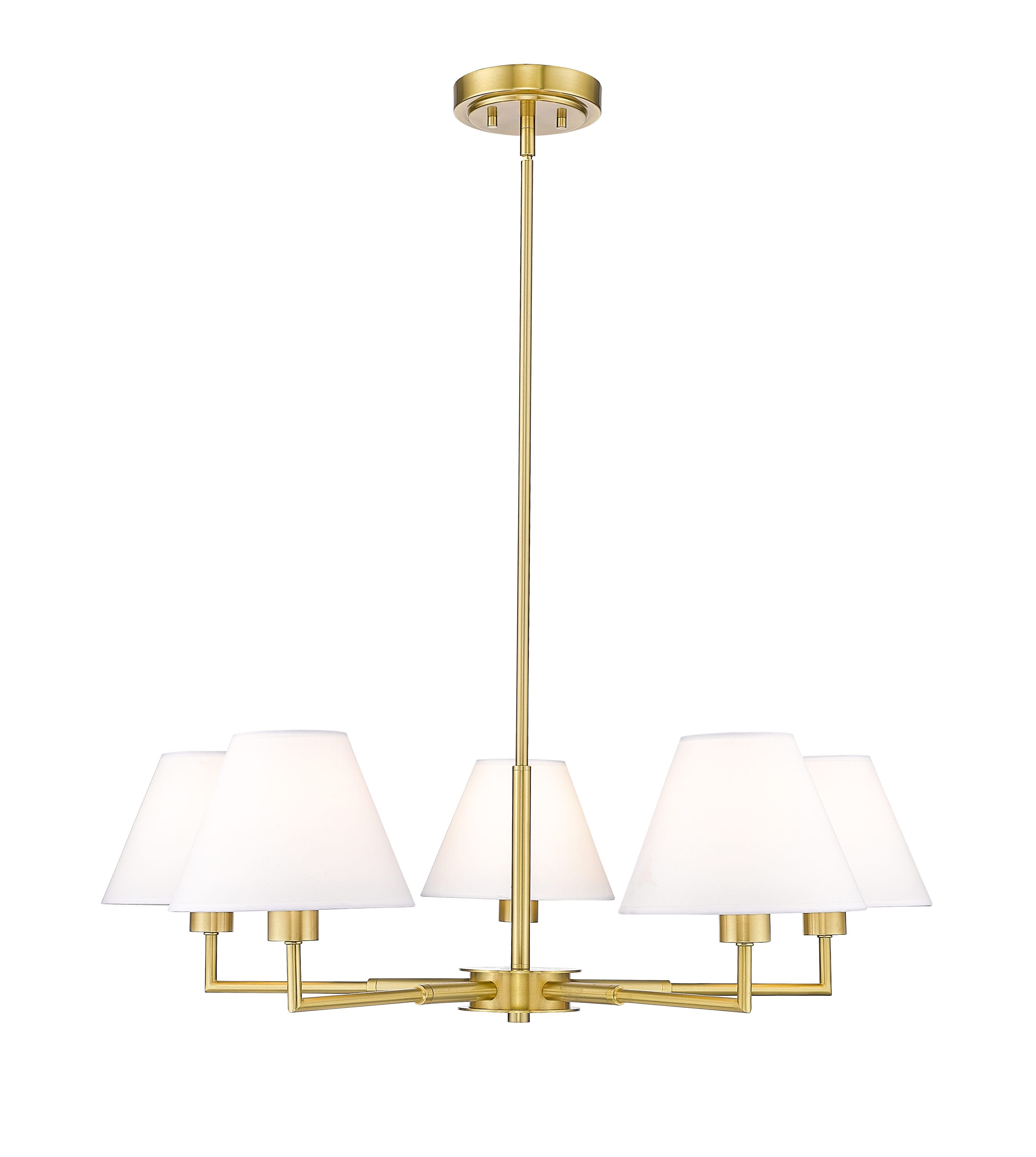 Leila Luxe Gold 5-Light Chandelier with Conical Shades