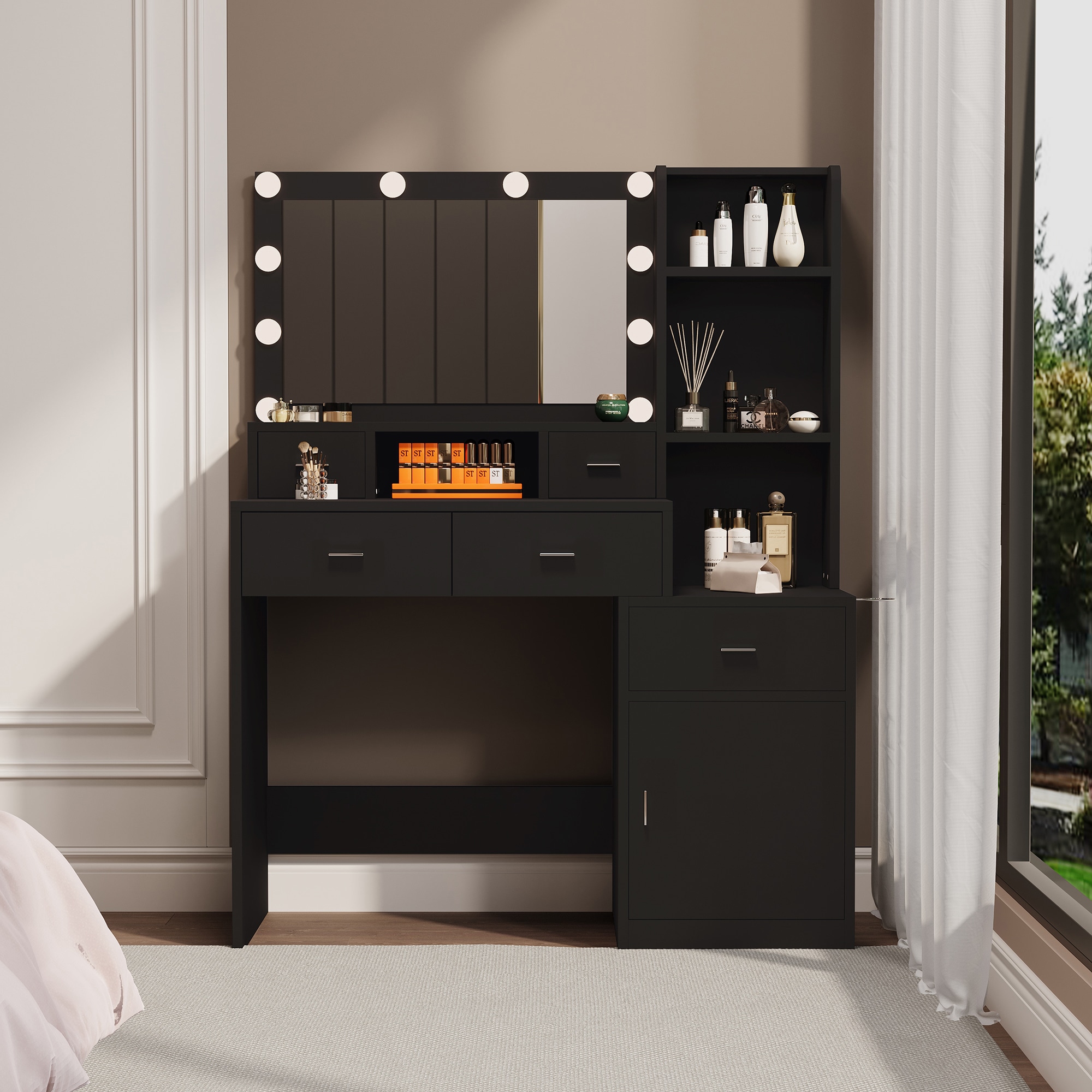 SINOFURN SYC080021BK Bedroom-Vanities - View #4