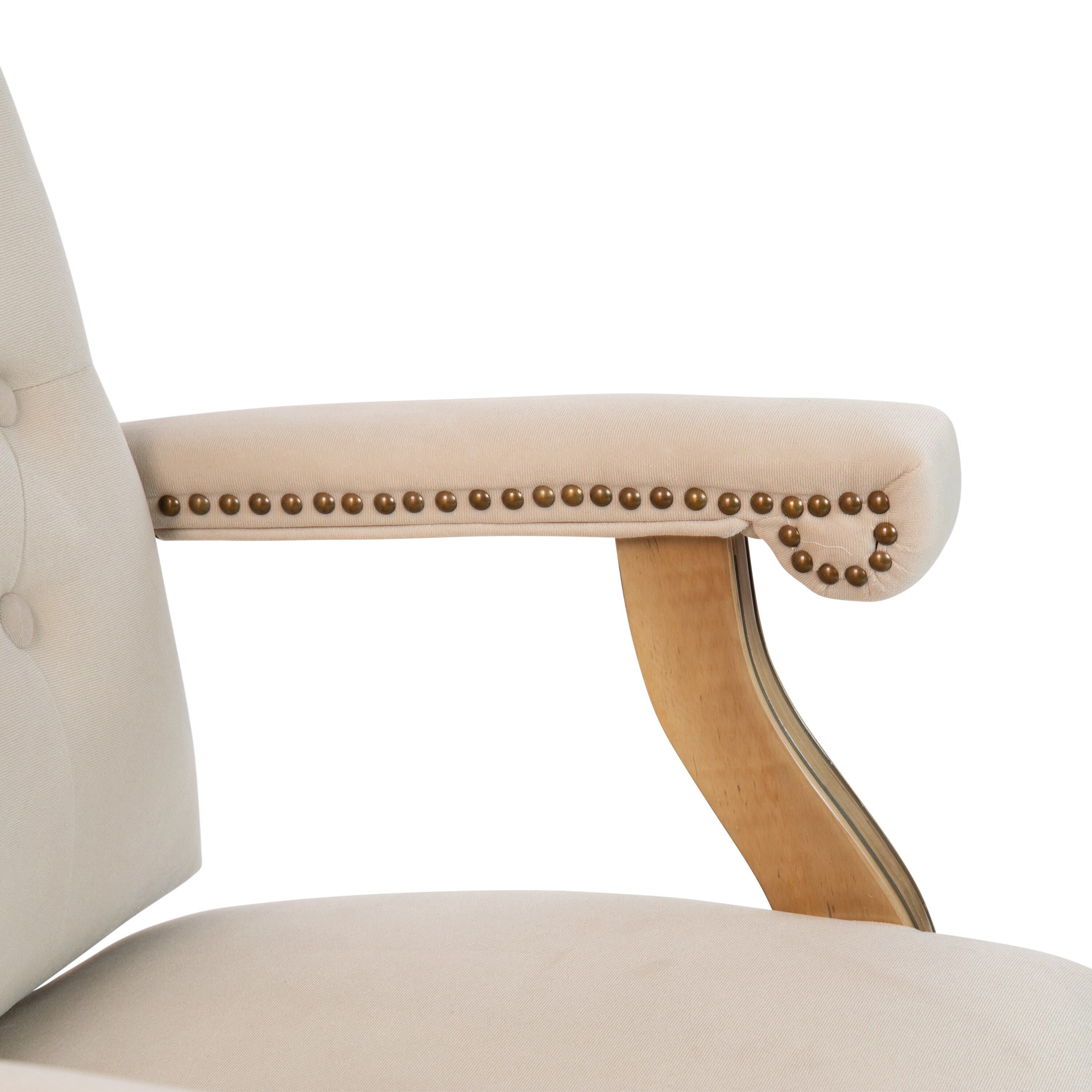 Ivory Microfiber High Back Executive Swivel Office Chair with Driftwood Arms