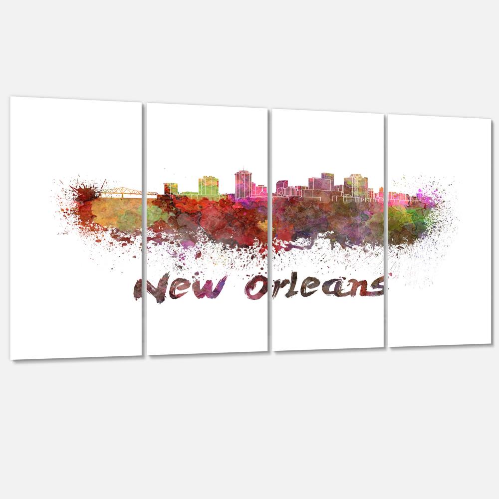 Designart New Orleans Skyline- Multipanel Cityscape Extra Large Metal ...