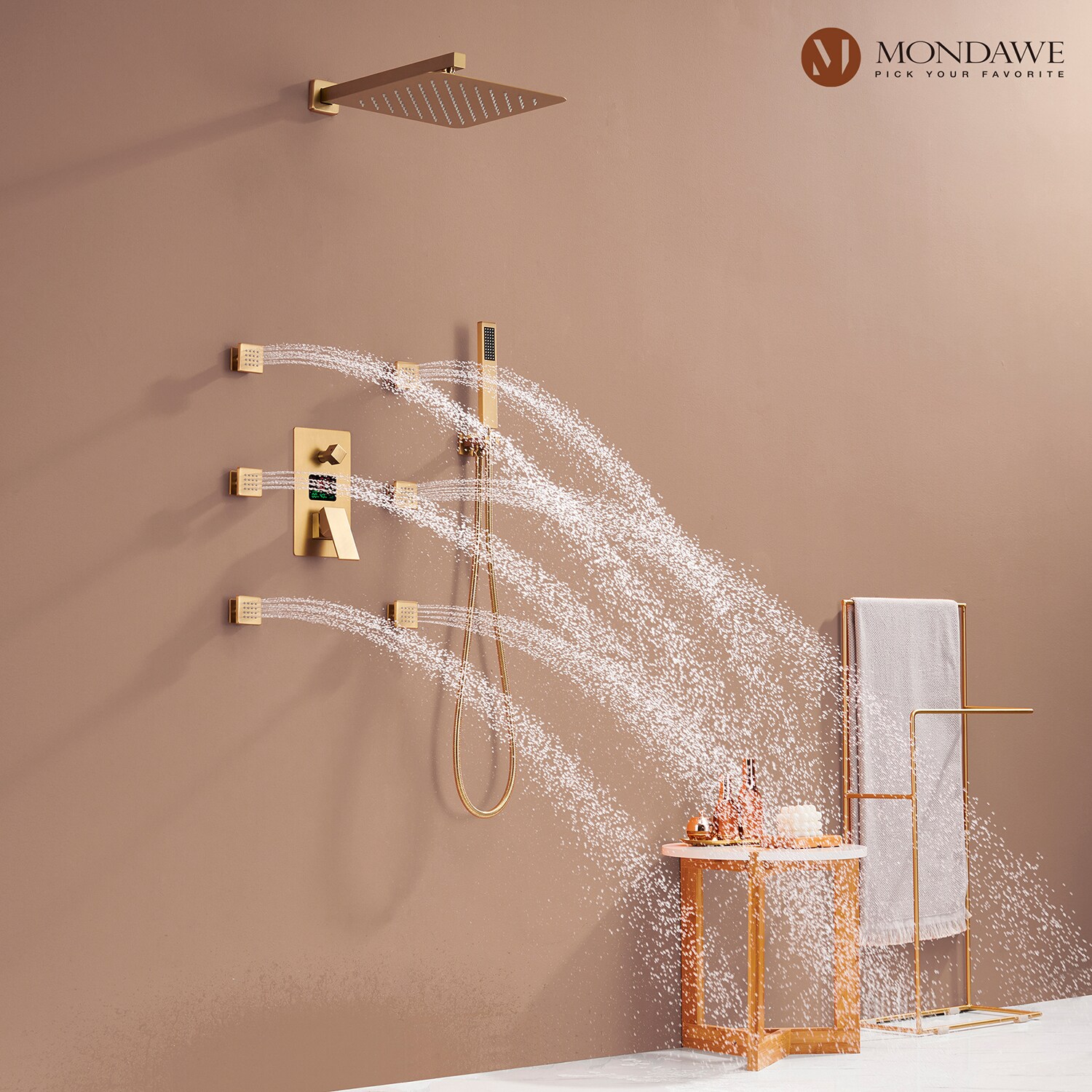 Mondawe WF6025-12BG Showerhead-Bar-Panels - View #2