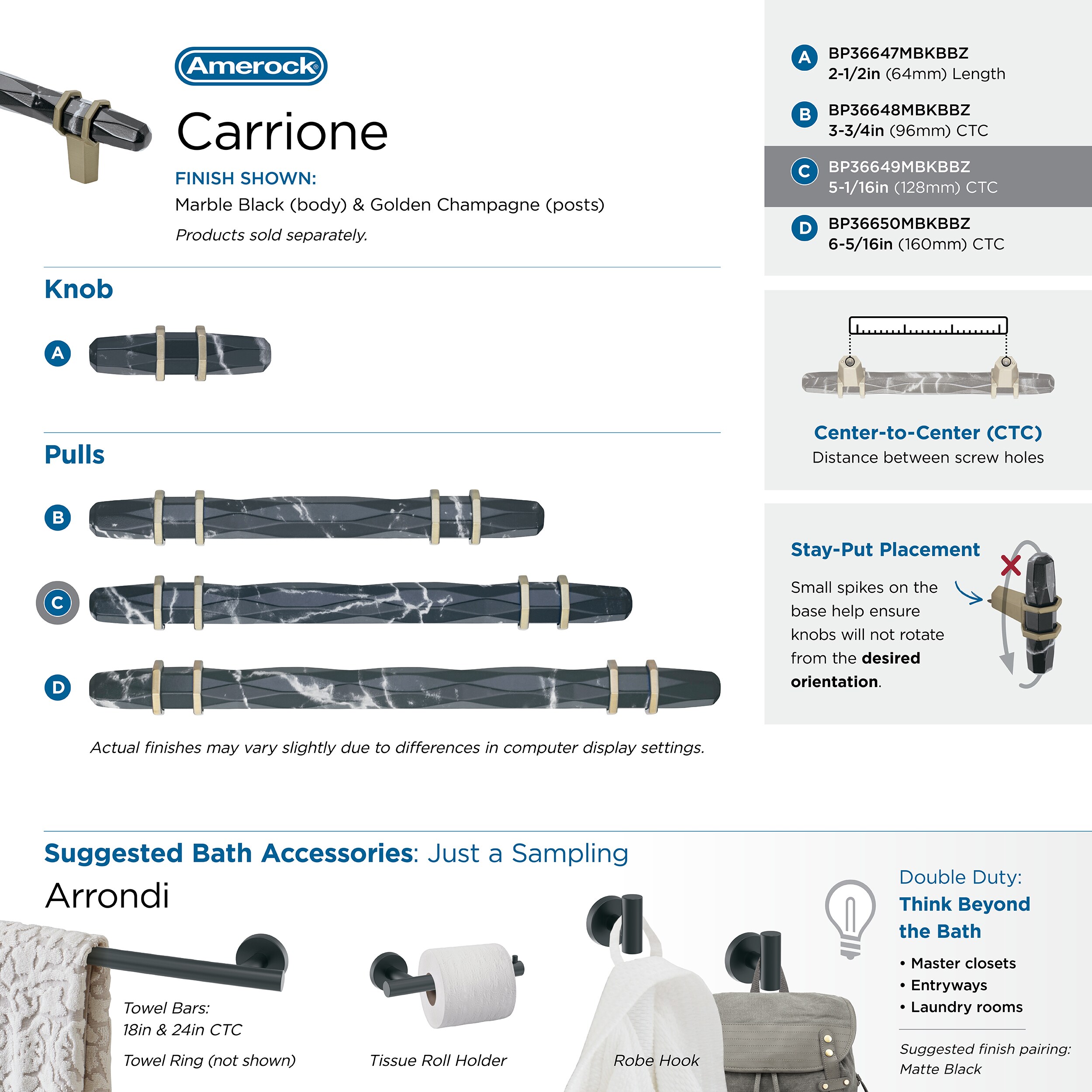 Amerock BP36649MBKBBZ Cabinet-Pulls - View #9
