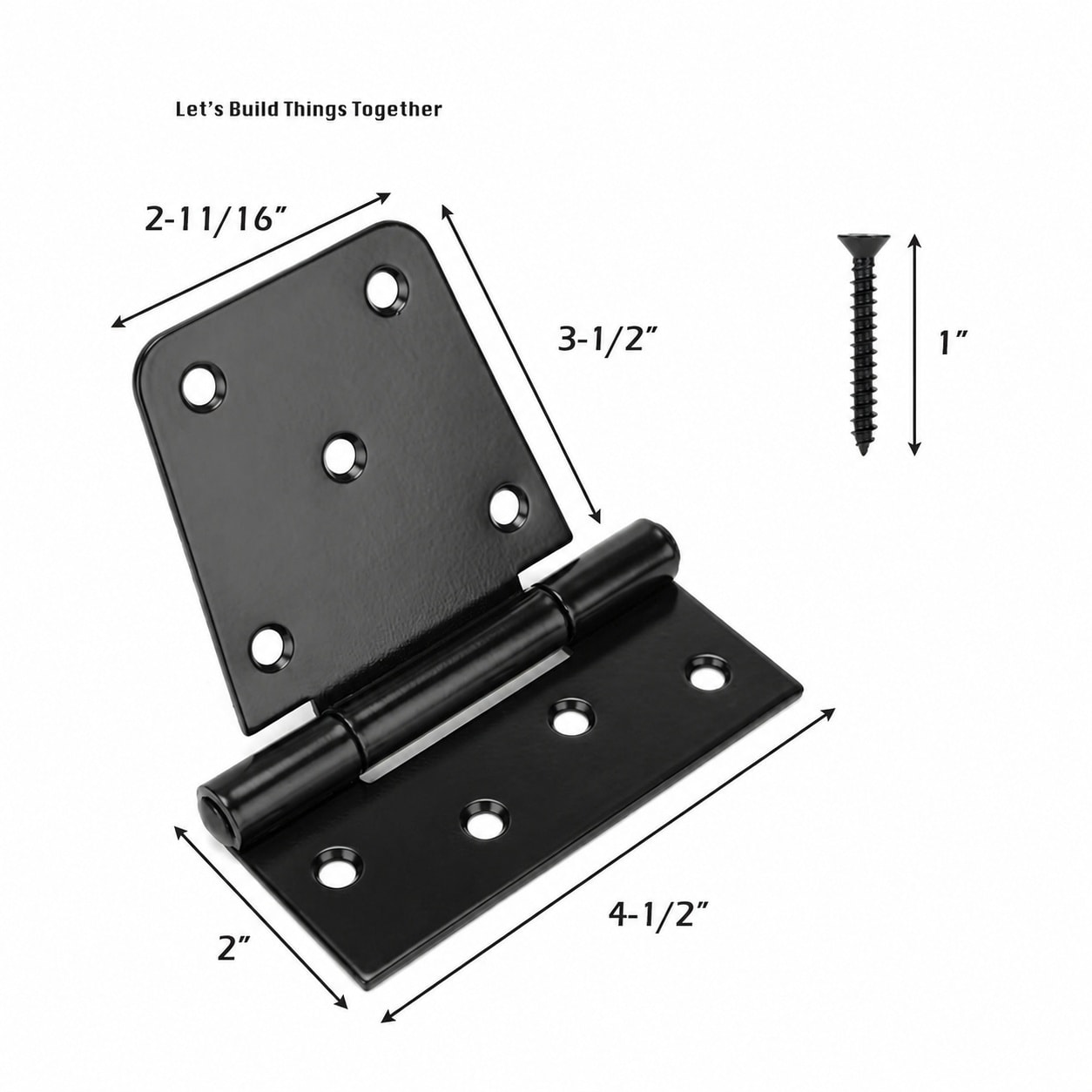Etokfoks  Heavy Duty Gate Hinges 4 Pack Black Powder Coated Steel 3 5 in 60 lb Capacity Indoor Outdoor Use